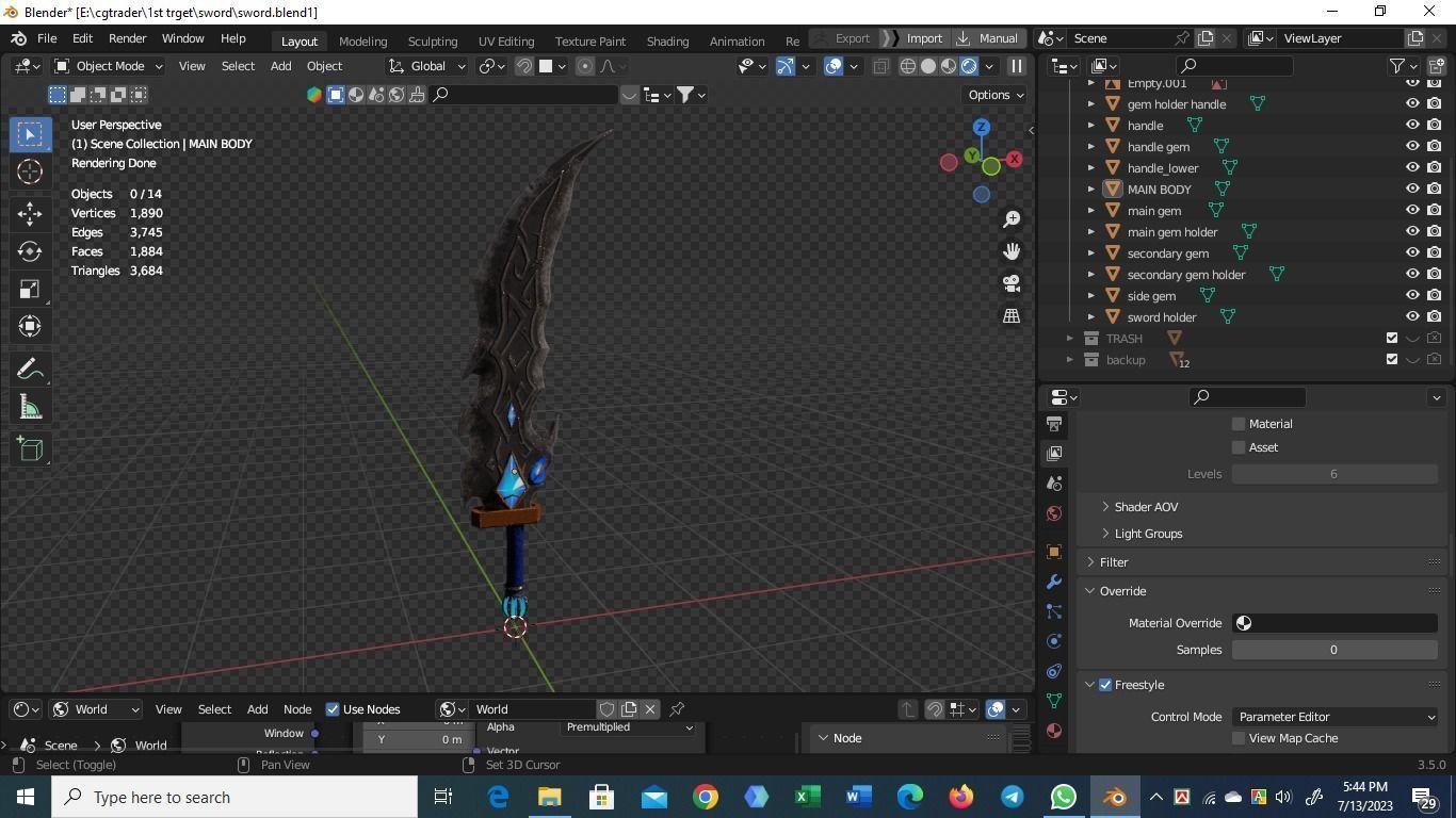 gameready medival sword low poly for games and vfx Low-poly 3D model_7