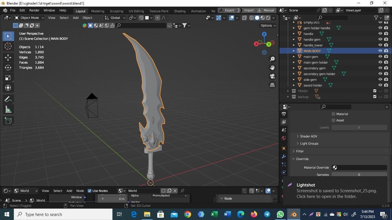 gameready medival sword low poly for games and vfx Low-poly 3D model_3