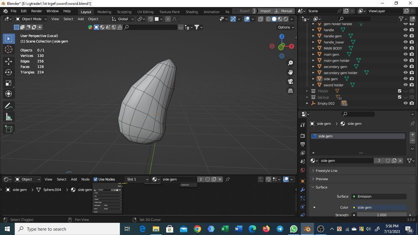 gameready medival sword low poly for games and vfx Low-poly 3D model_15