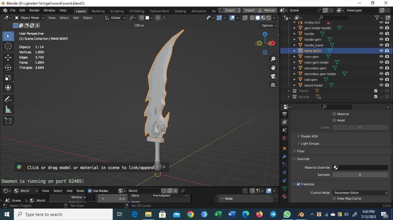 gameready medival sword low poly for games and vfx Low-poly 3D model_18
