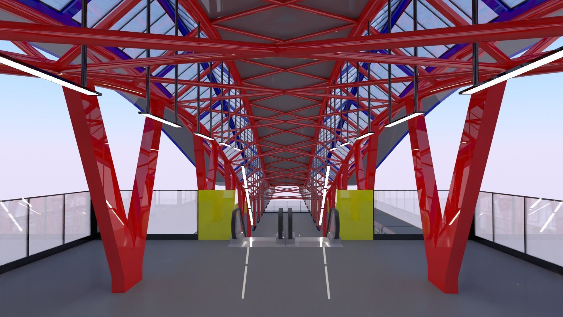 Monorail station with train 2023 IV 3D model_15