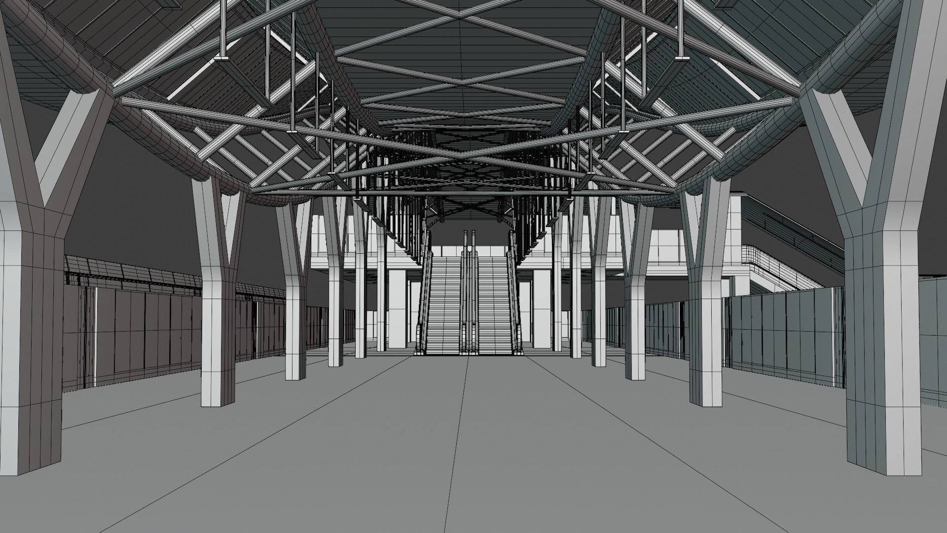 Monorail station with train 2023 IV 3D model_18