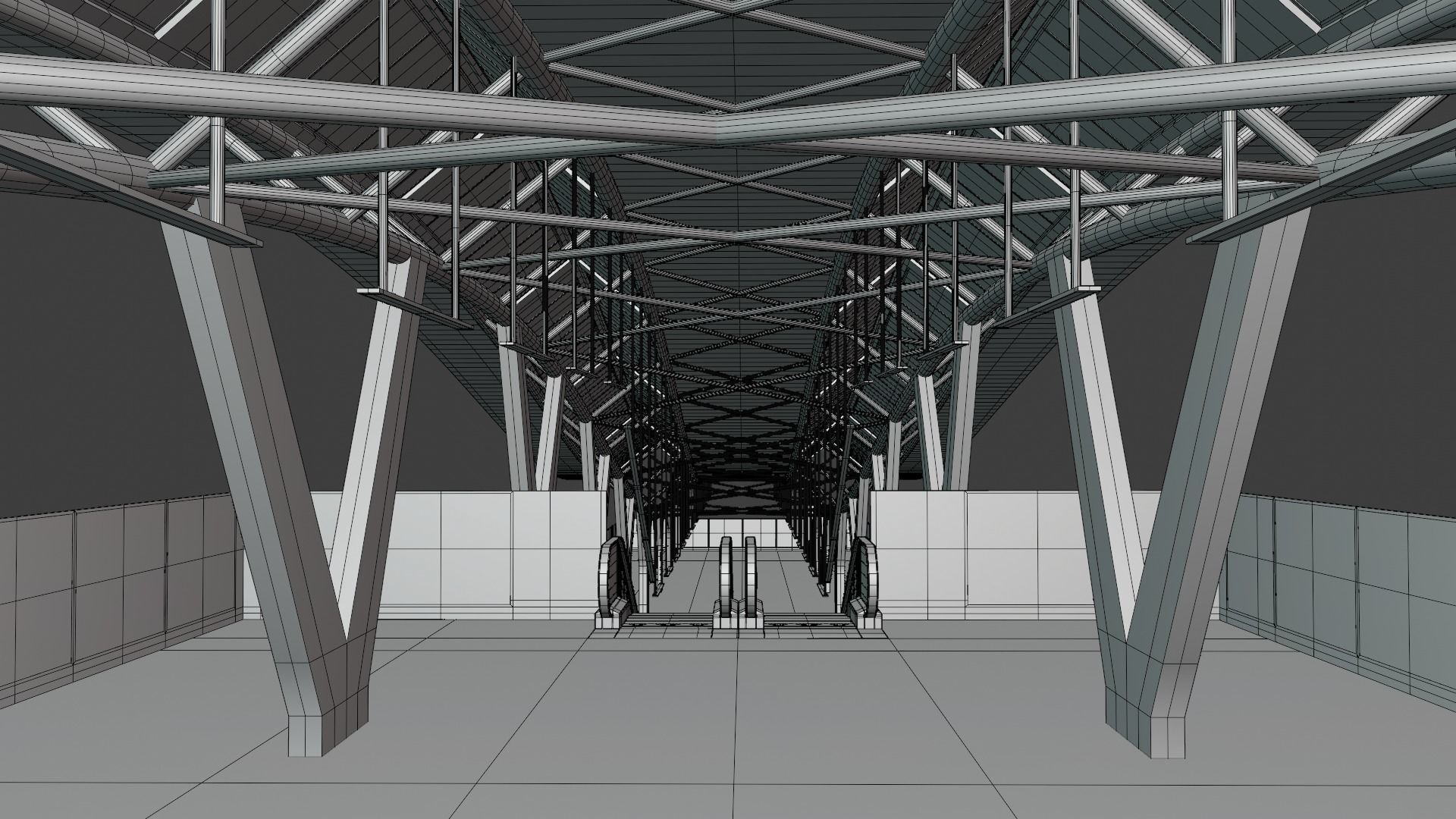 Monorail station with train 2023 IV 3D model_16