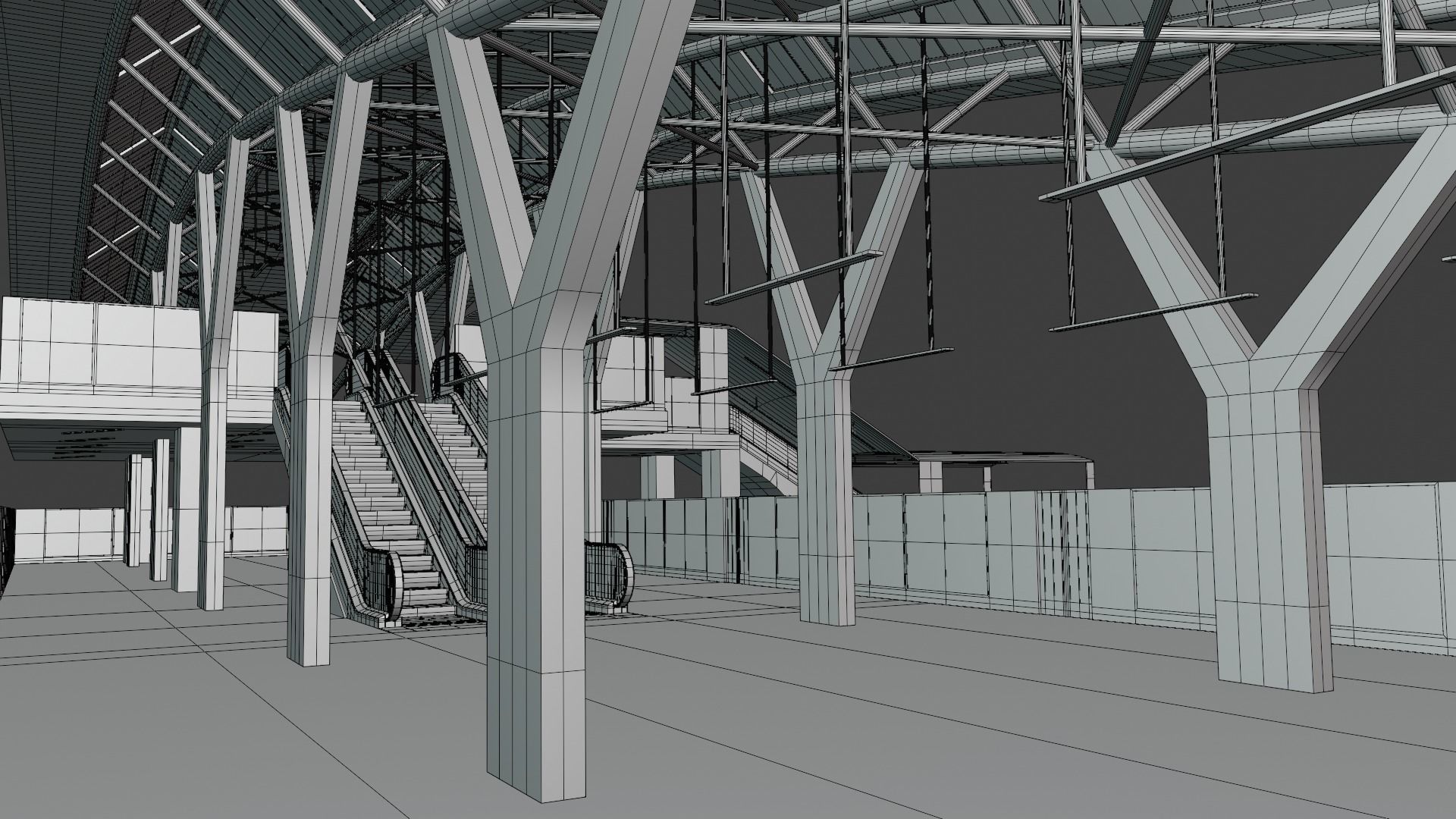 Monorail station with train 2023 IV 3D model_20