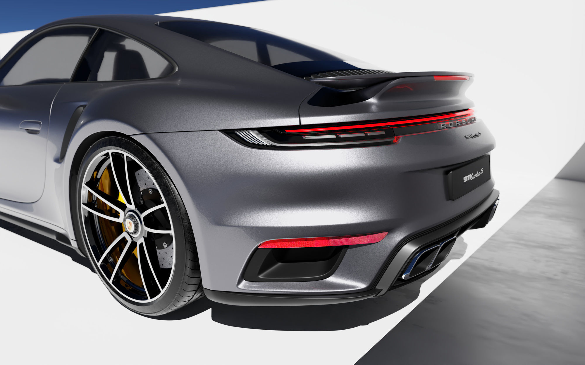 Porsche 911 Turbo S Daylight Scene 3D model_5