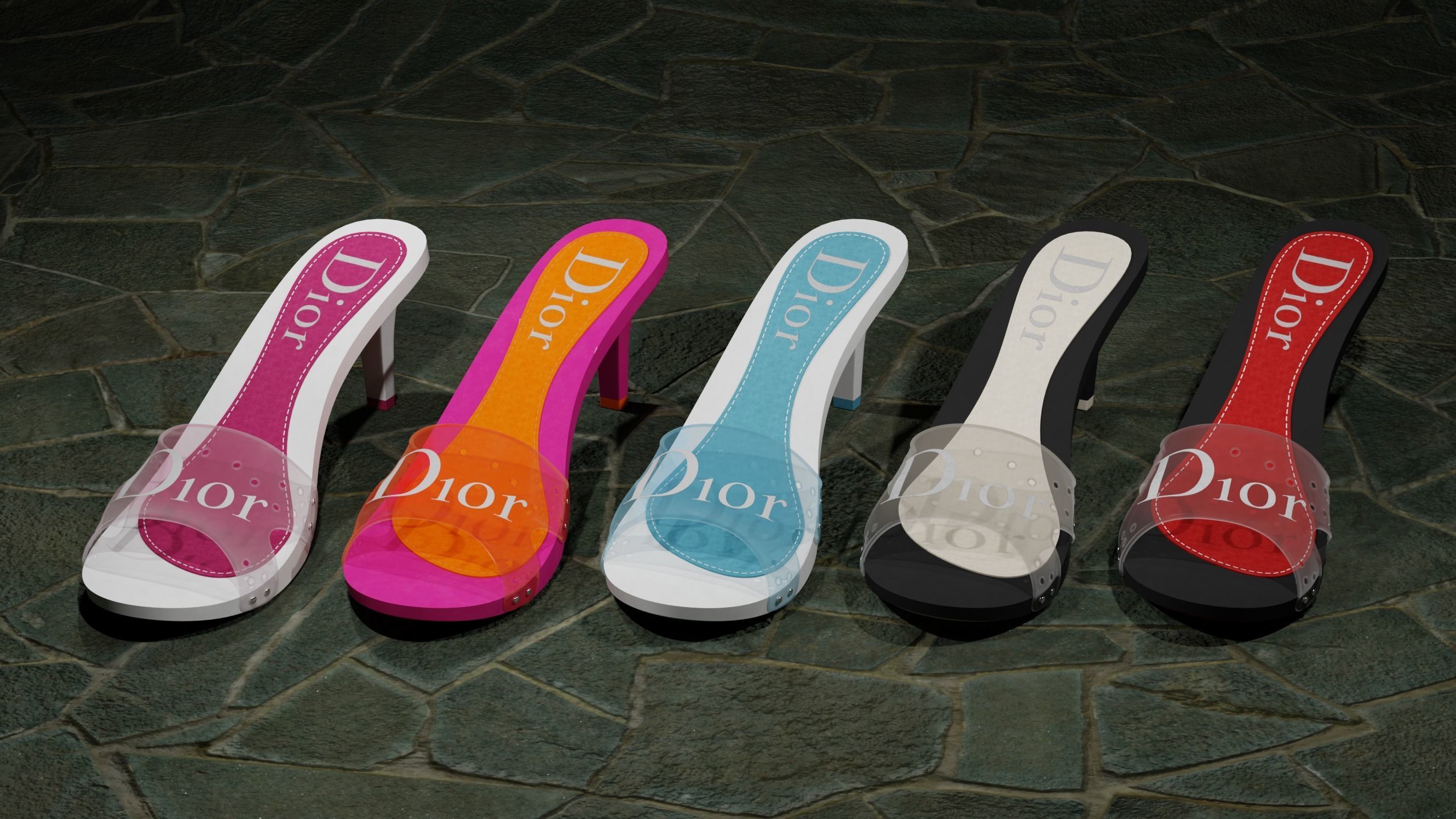 Dior Jelly Mules 3D model_7