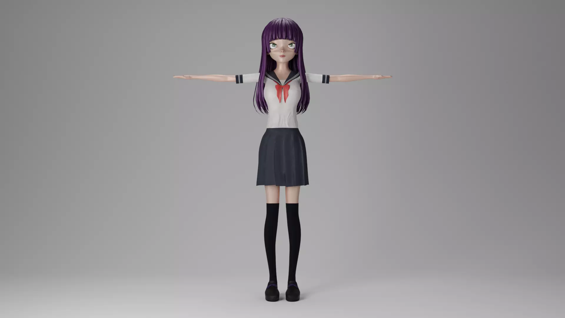 Anime character girl Low-poly 3D model