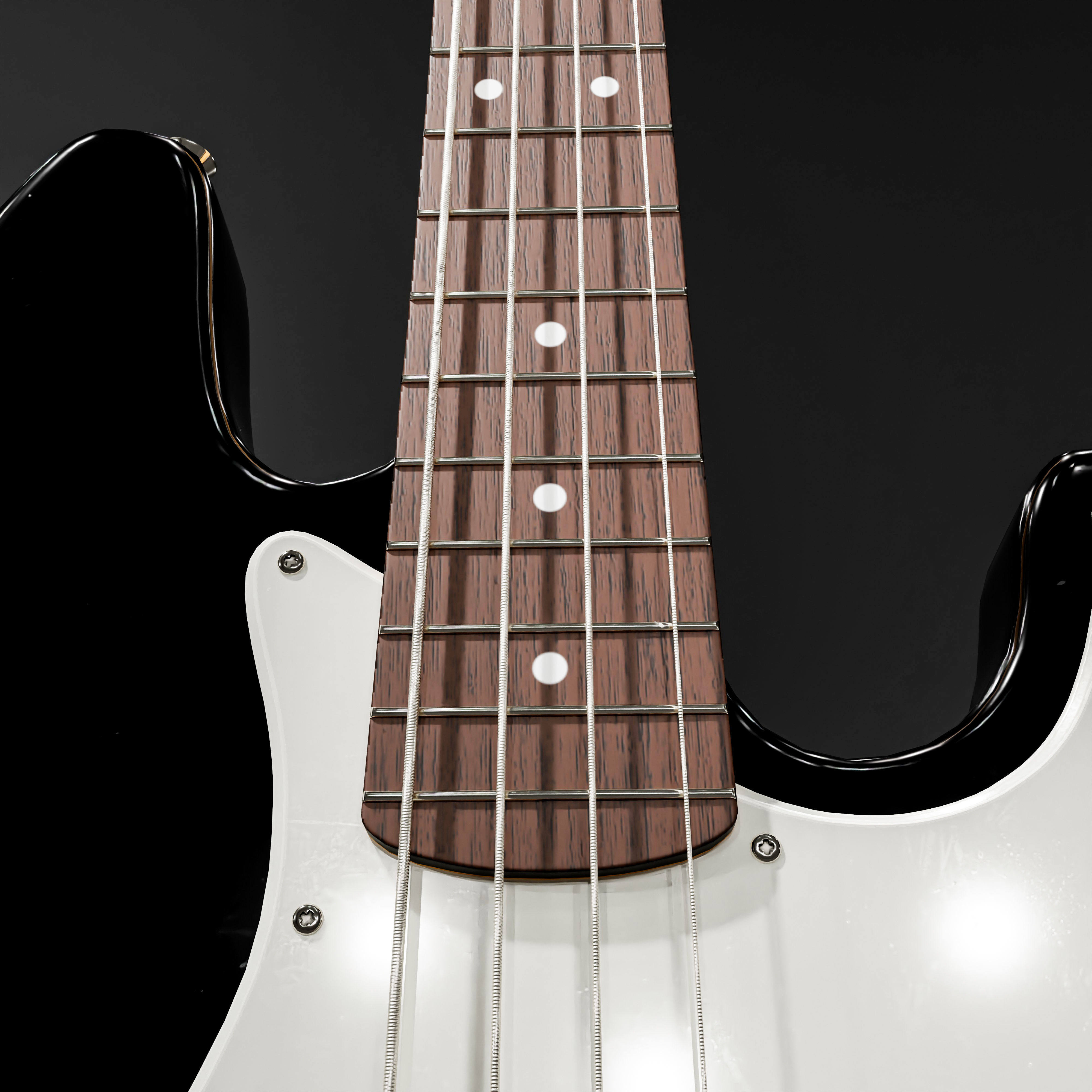 Jazz Bass - Black Low-poly 3D model_5