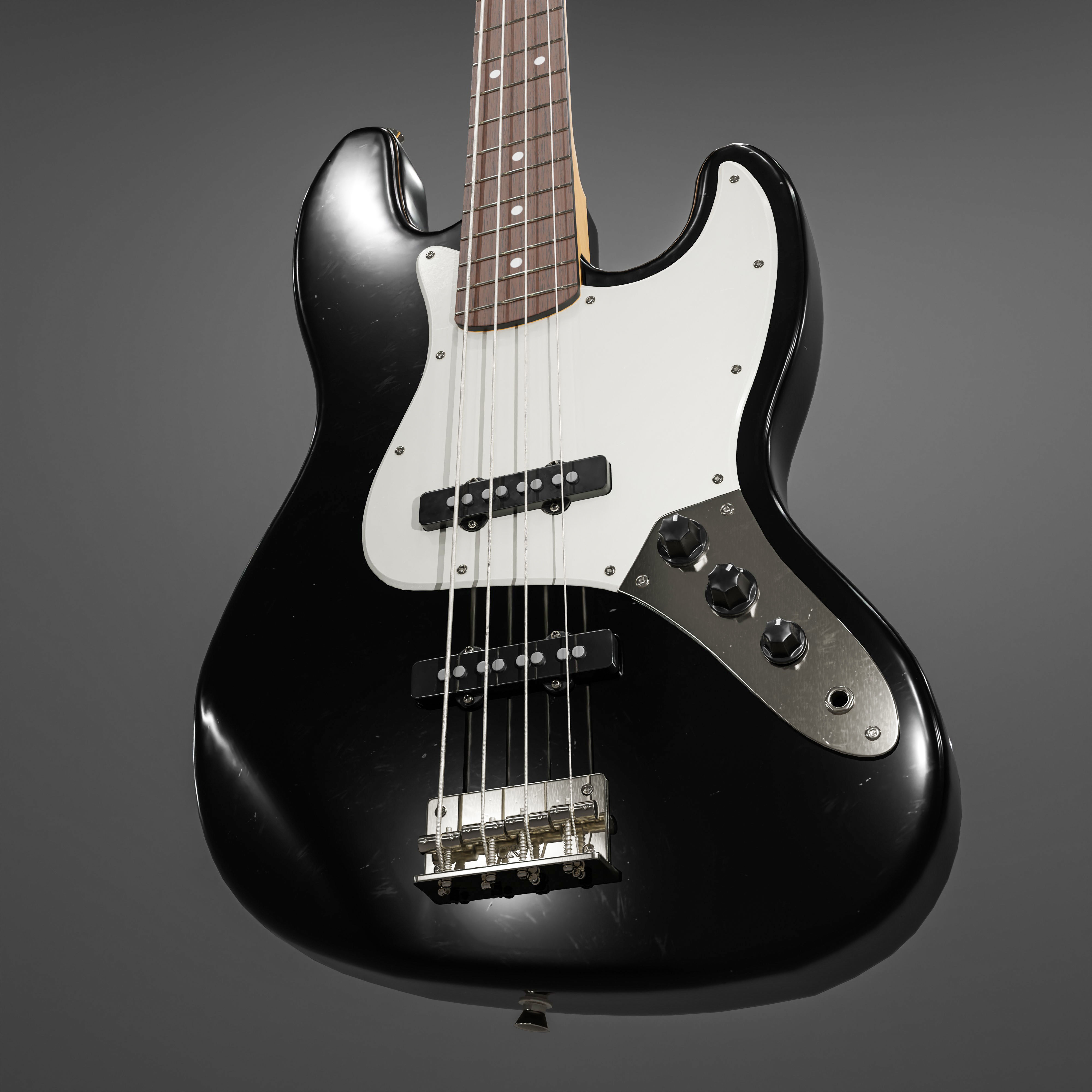 Jazz Bass - Black Low-poly 3D model_2