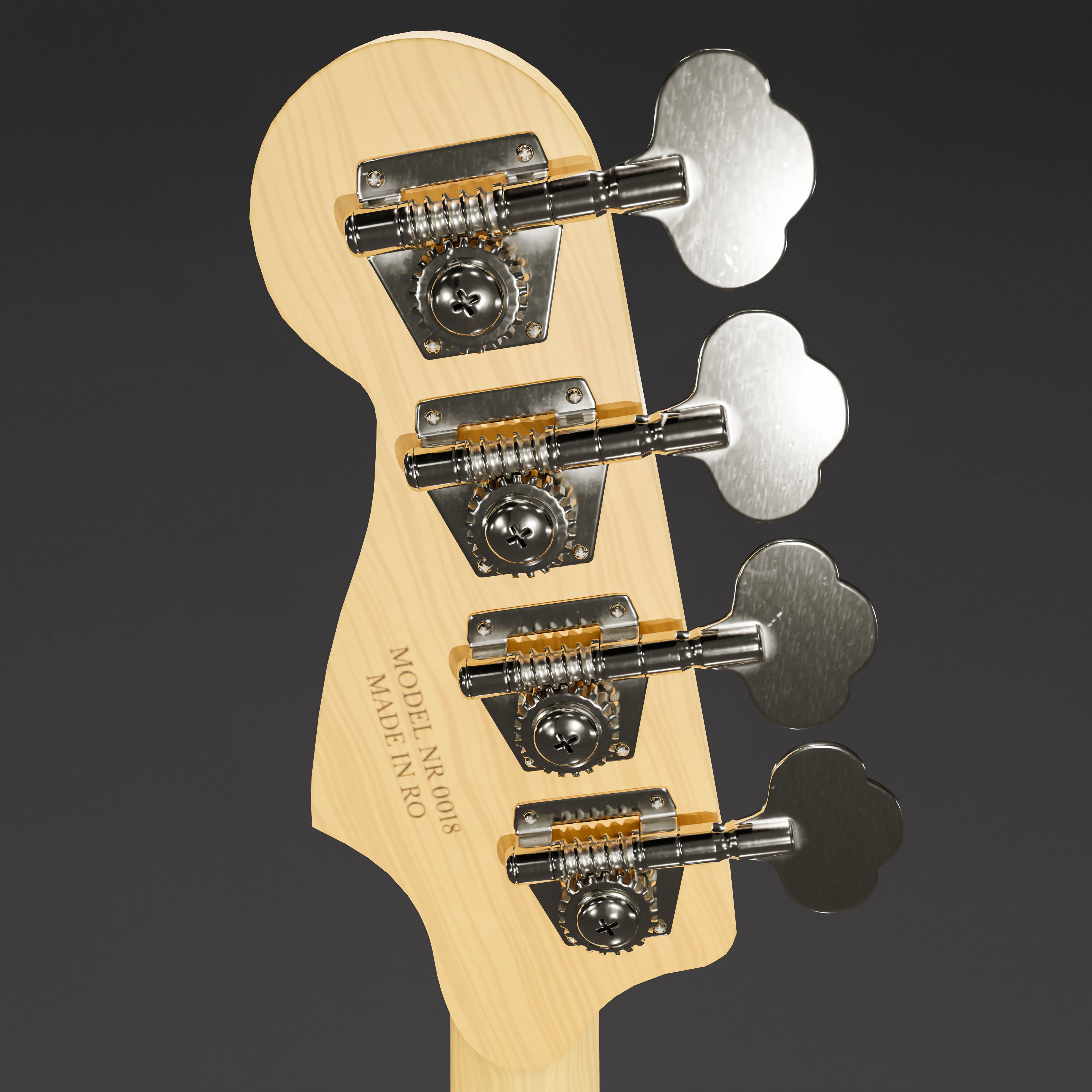 Jazz Bass - Black Low-poly 3D model_8