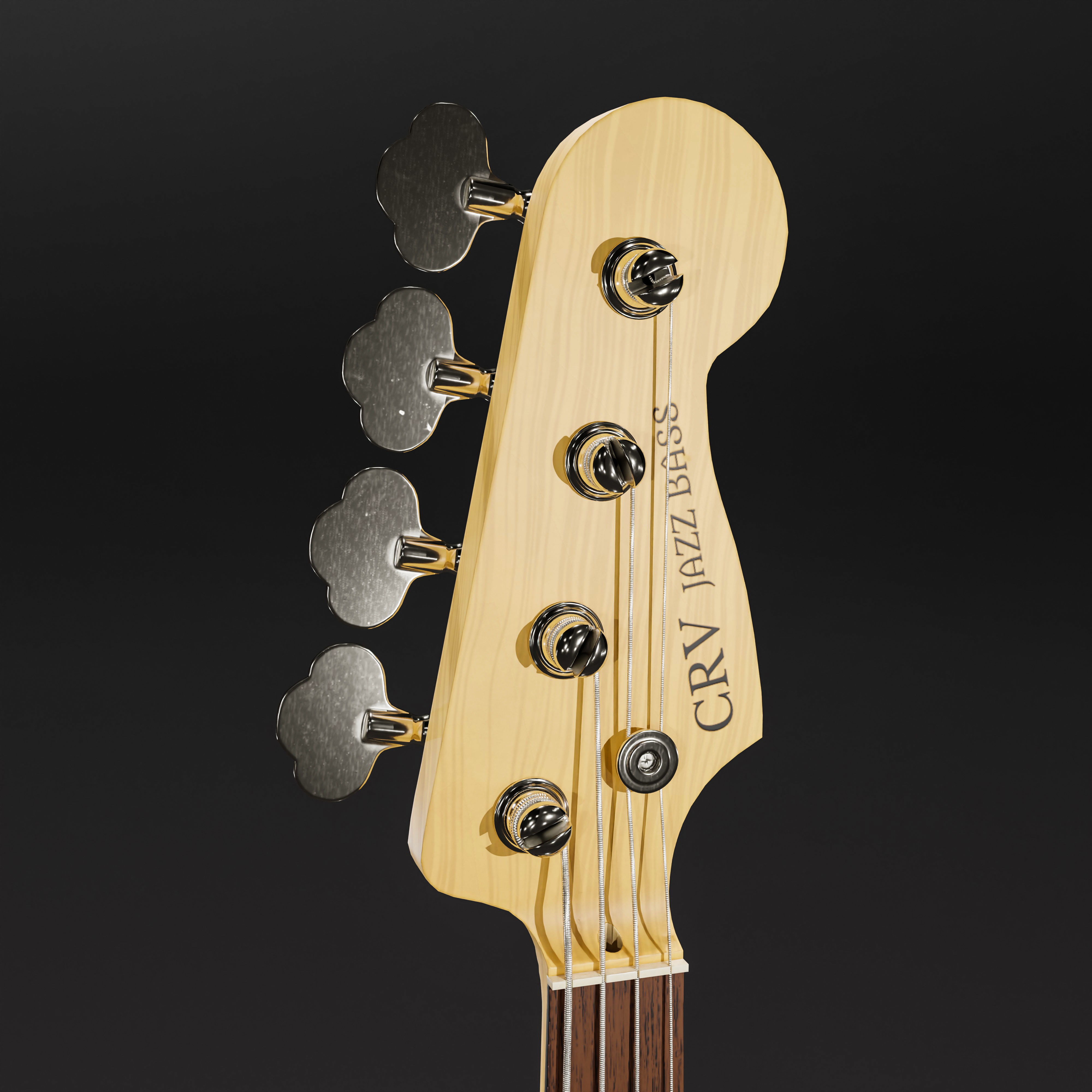 Jazz Bass - Black Low-poly 3D model_7