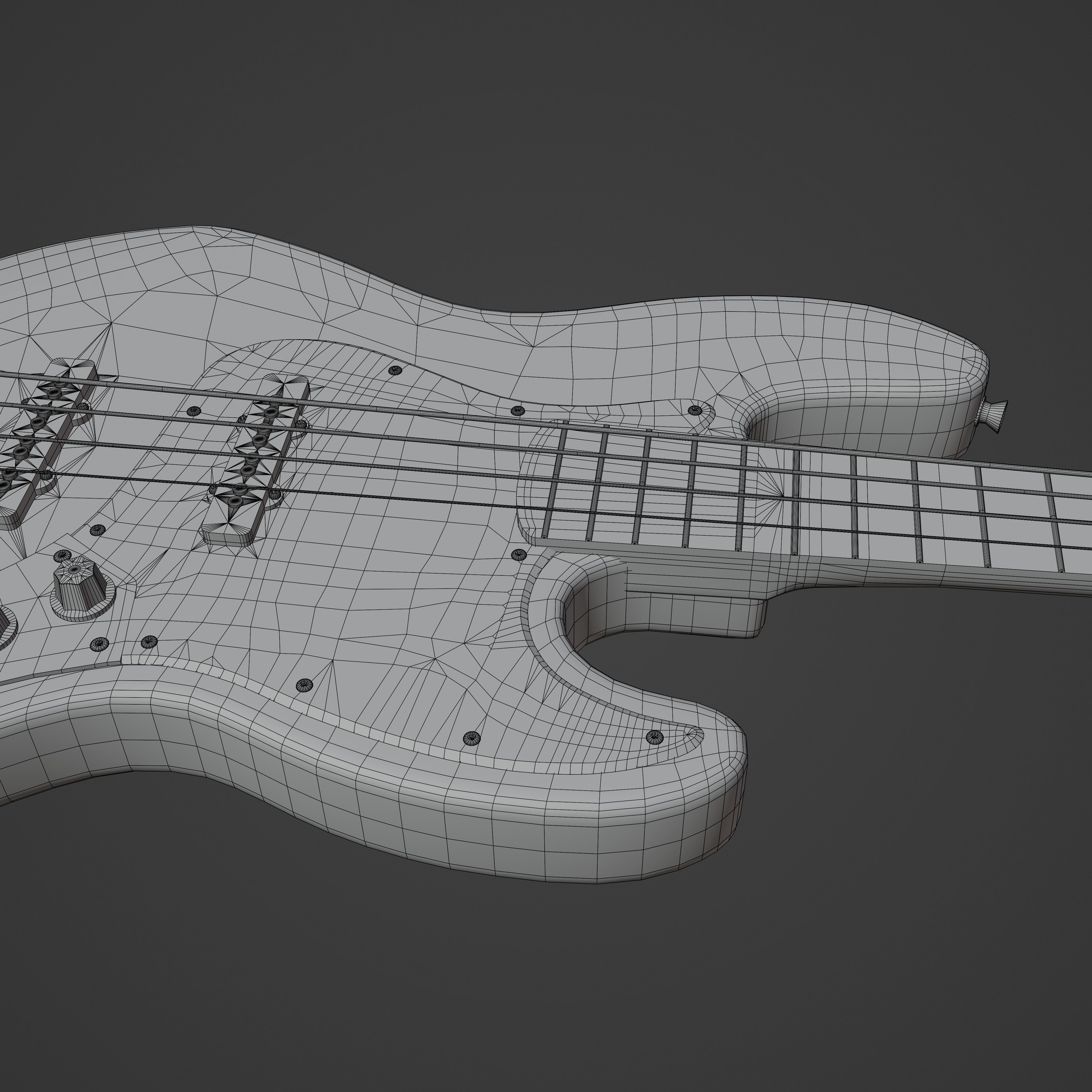 Jazz Bass - Black Low-poly 3D model_13