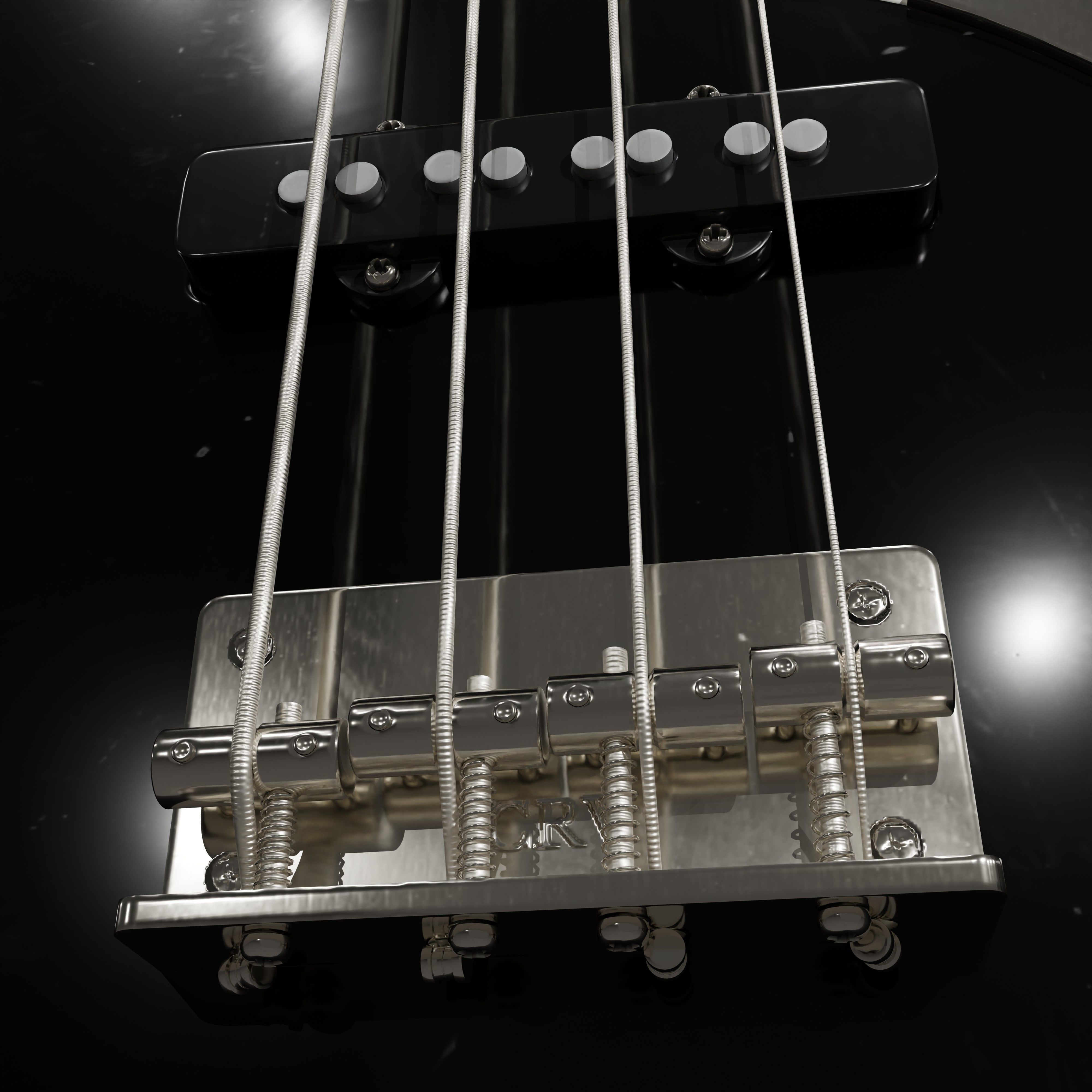 Jazz Bass - Black Low-poly 3D model_3