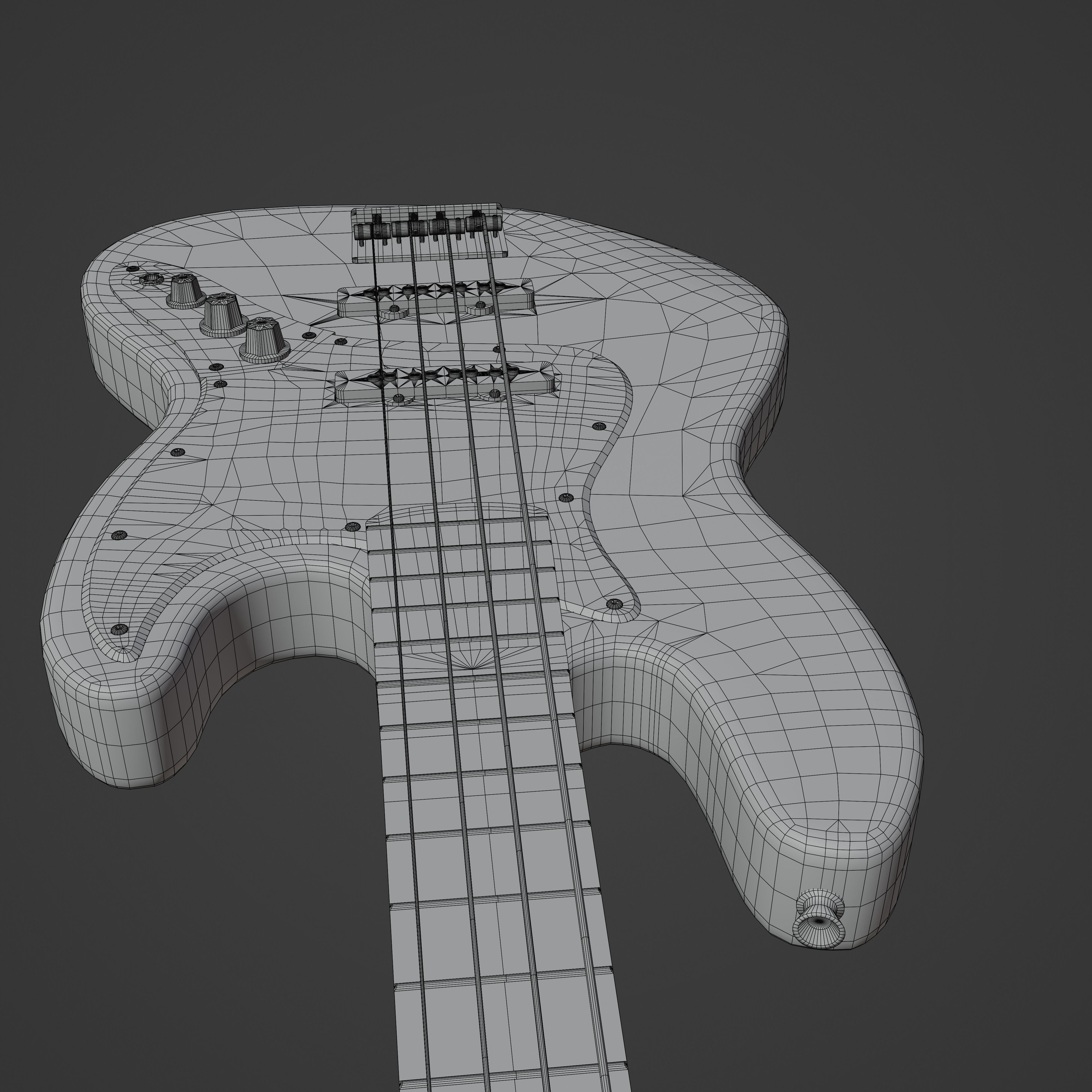 Jazz Bass - Black Low-poly 3D model_12