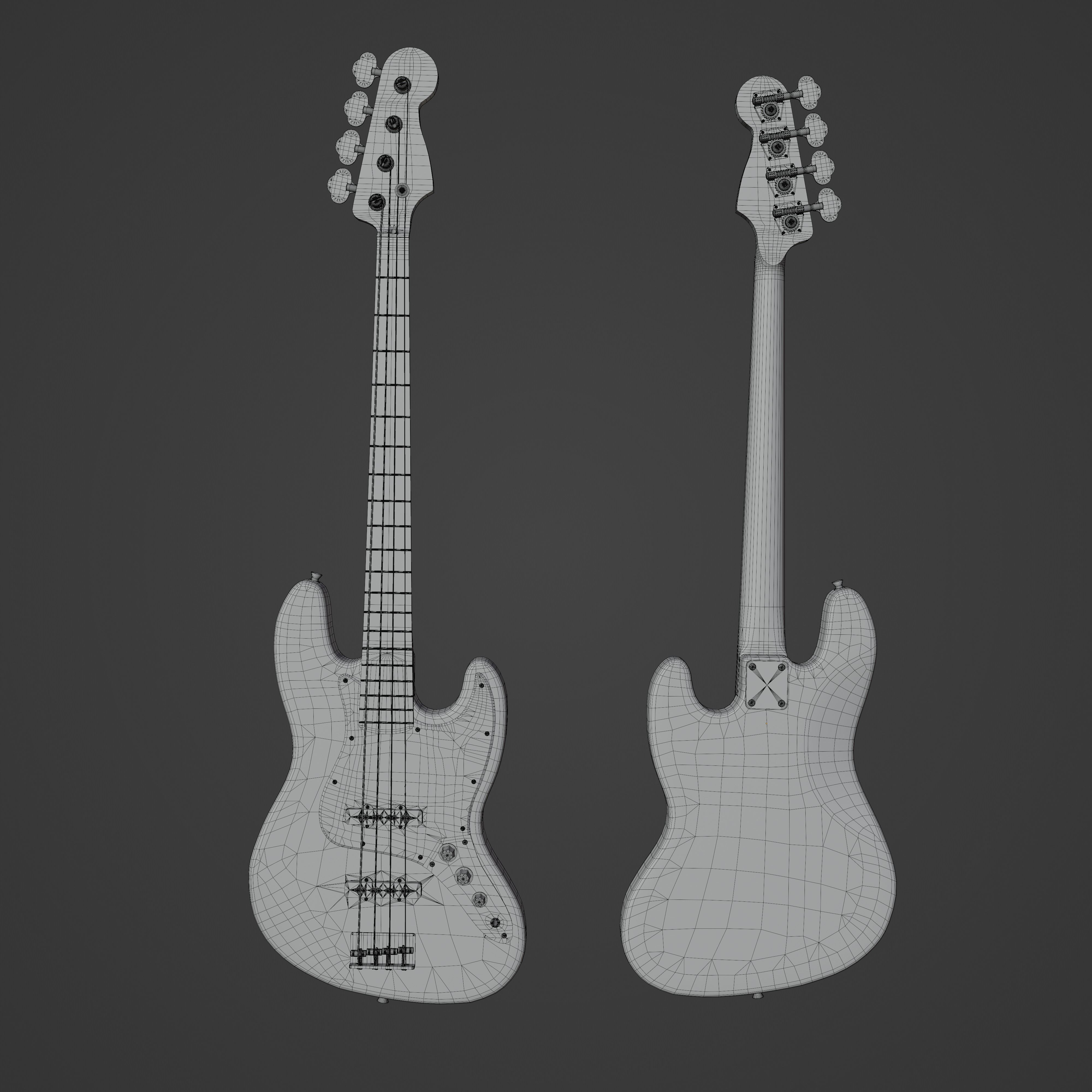 Jazz Bass - Black Low-poly 3D model_9