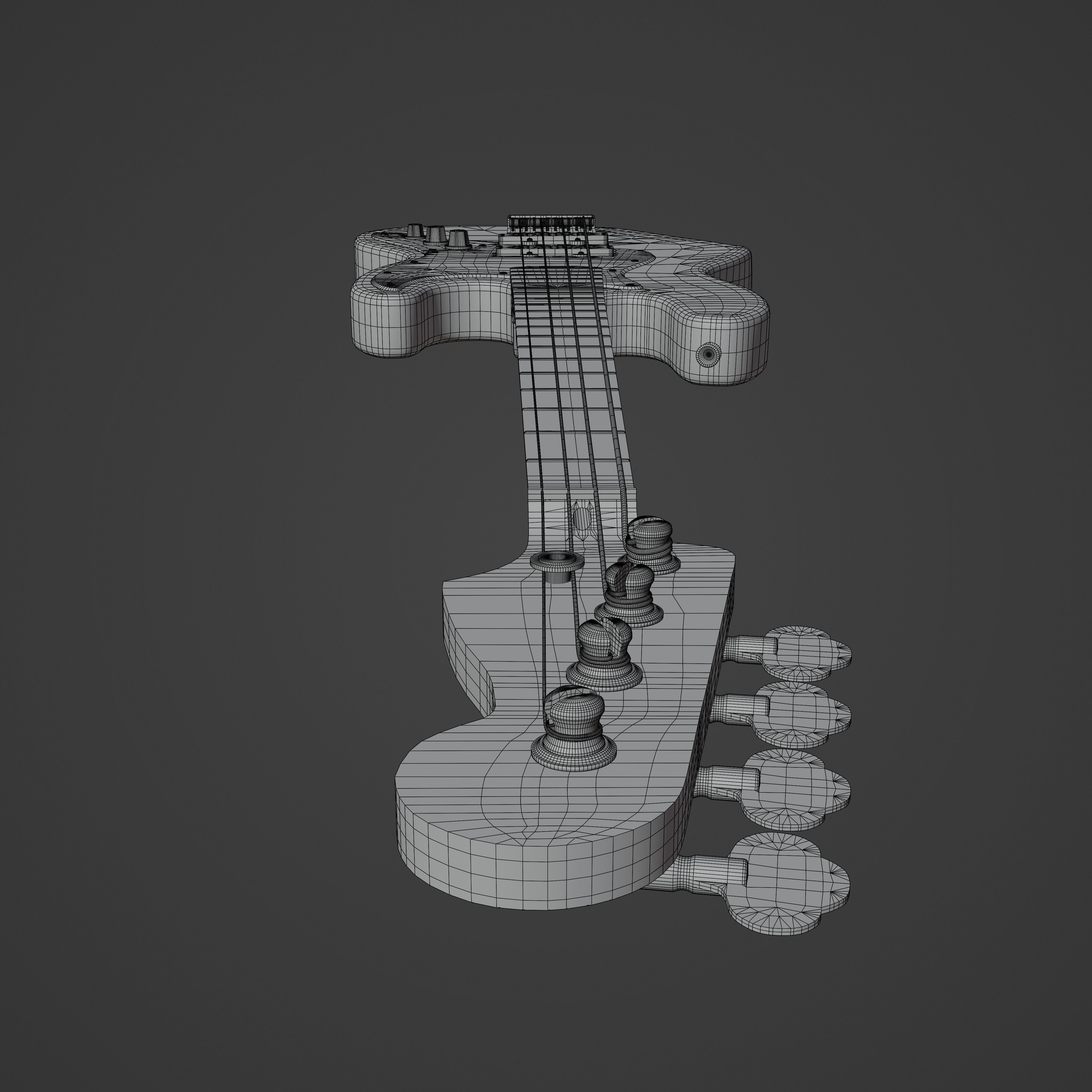 Jazz Bass - Black Low-poly 3D model_14