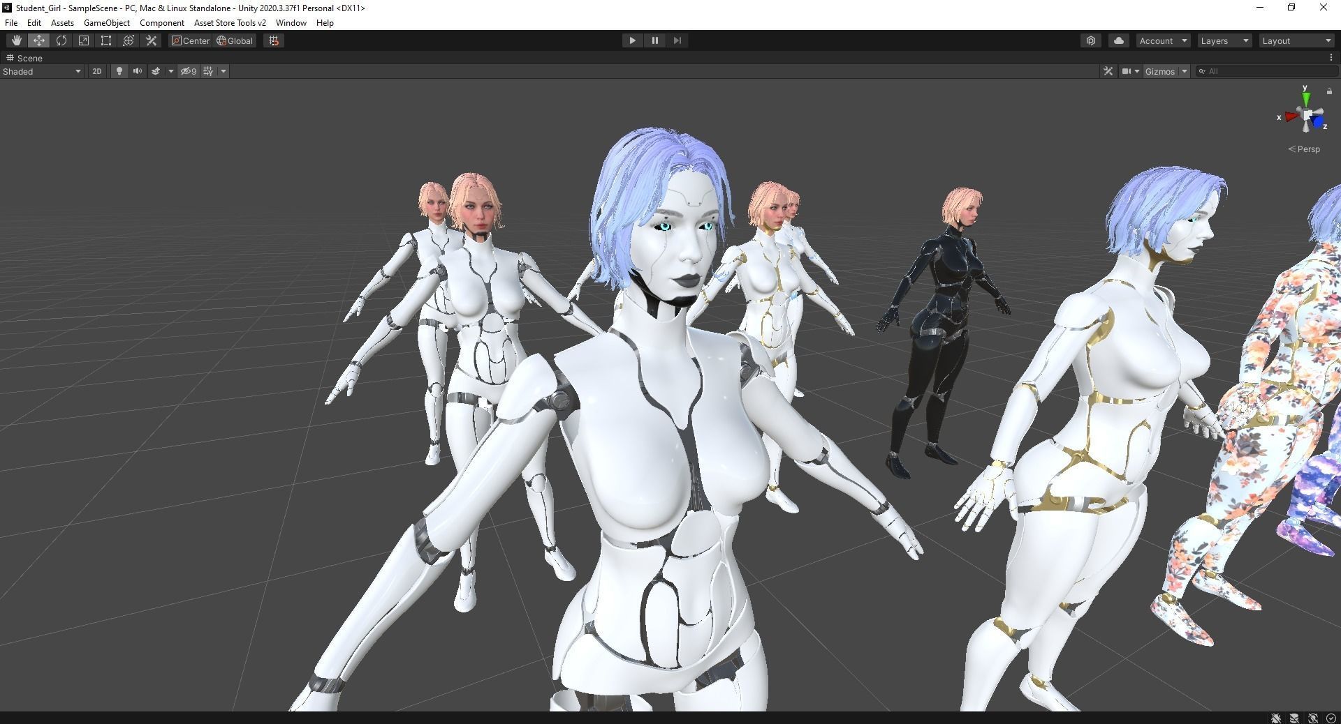 Female Robot R68 Pack Low-poly 3D model_20