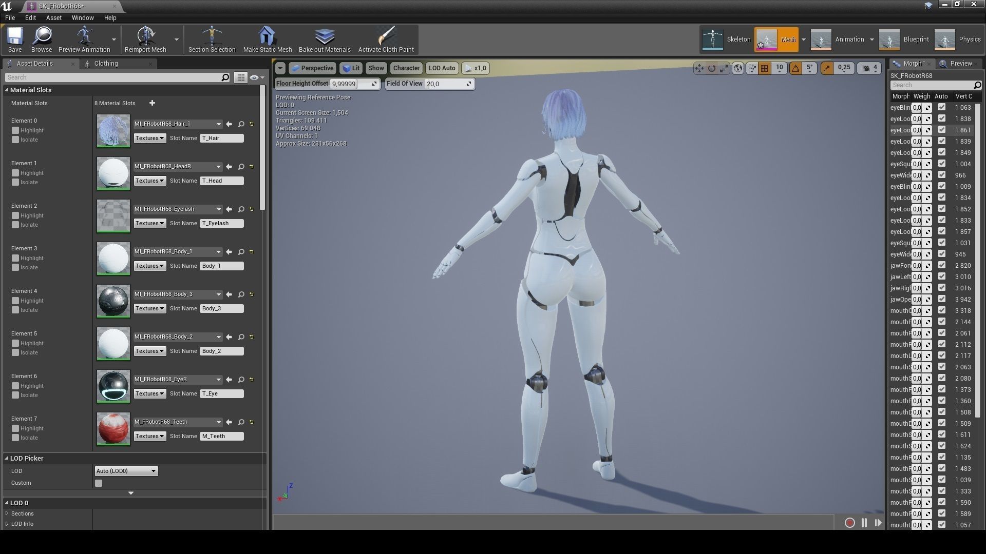 Female Robot R68 Pack Low-poly 3D model_16