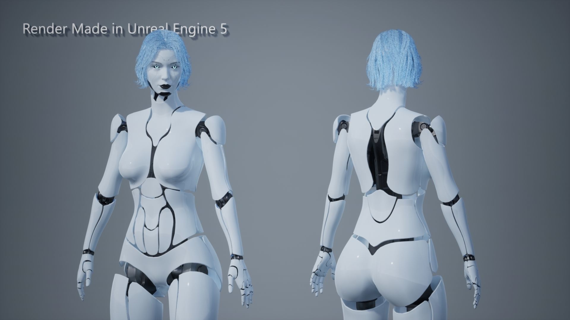 Female Robot R68 Pack Low-poly 3D model_11