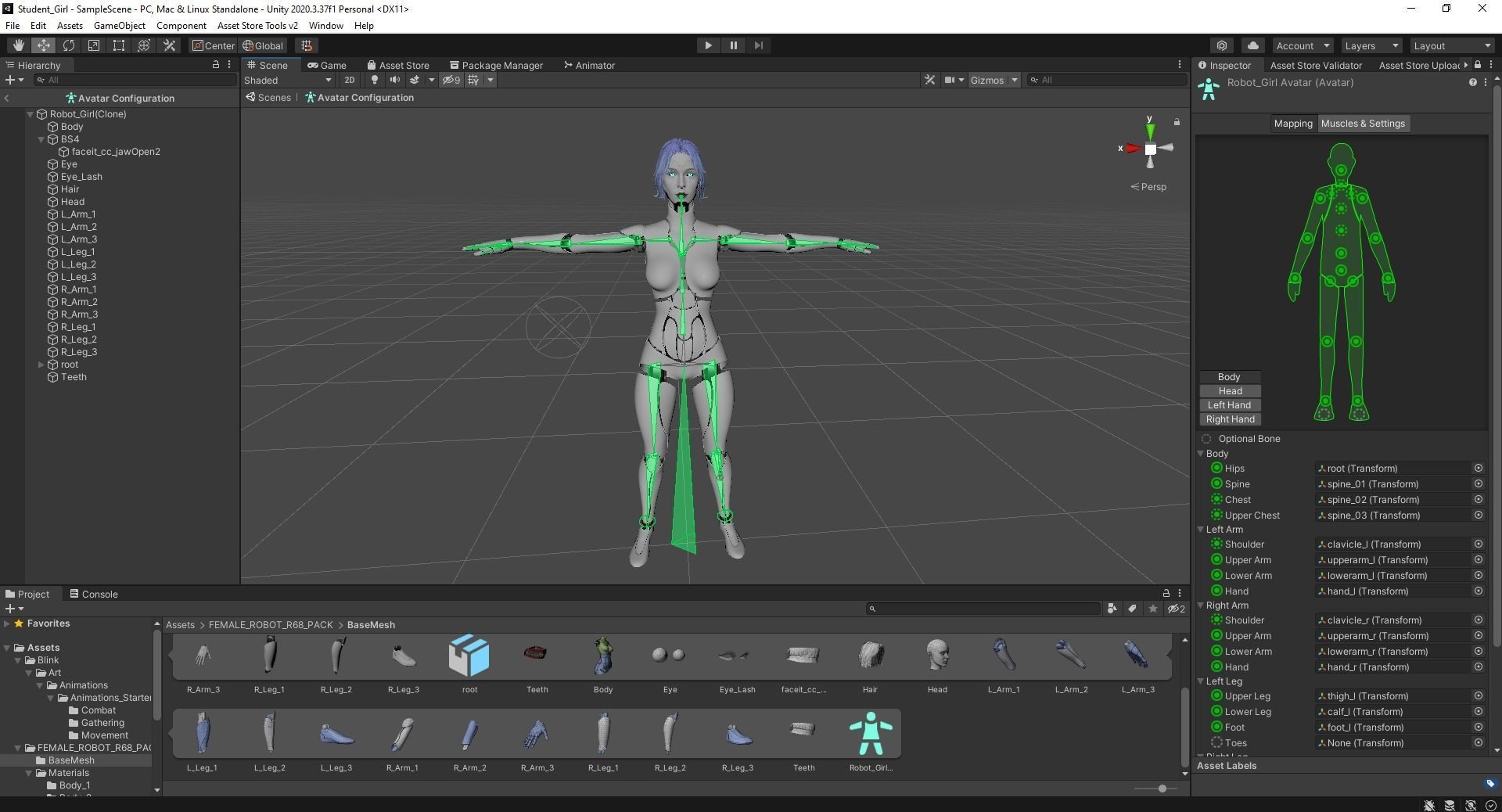 Female Robot R68 Pack Low-poly 3D model_21