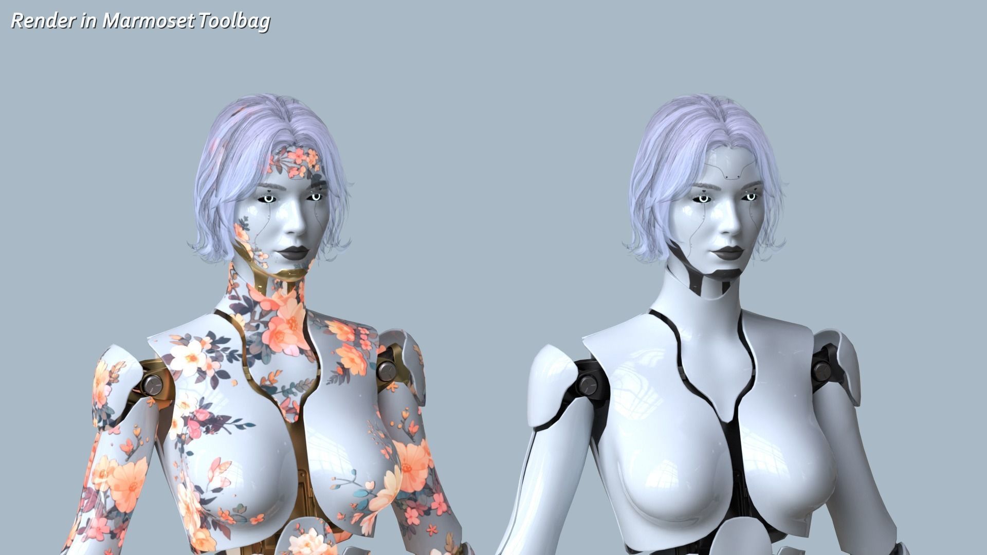Female Robot R68 Pack Low-poly 3D model_4