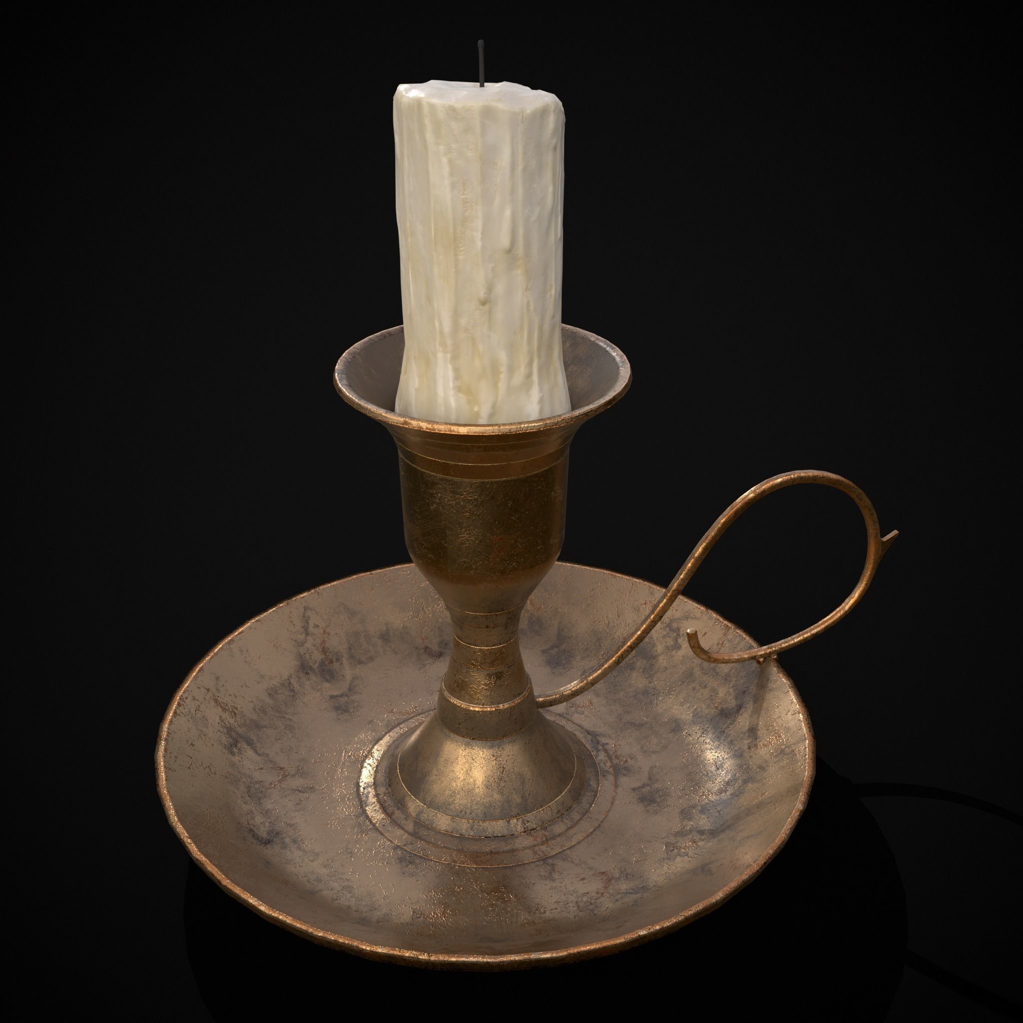 Small Bronze Chamberstick Low-poly 3D model_13