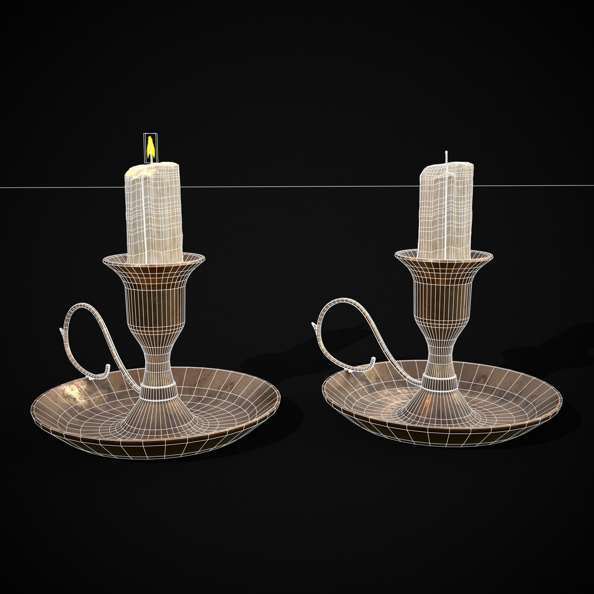 Small Bronze Chamberstick Low-poly 3D model_27