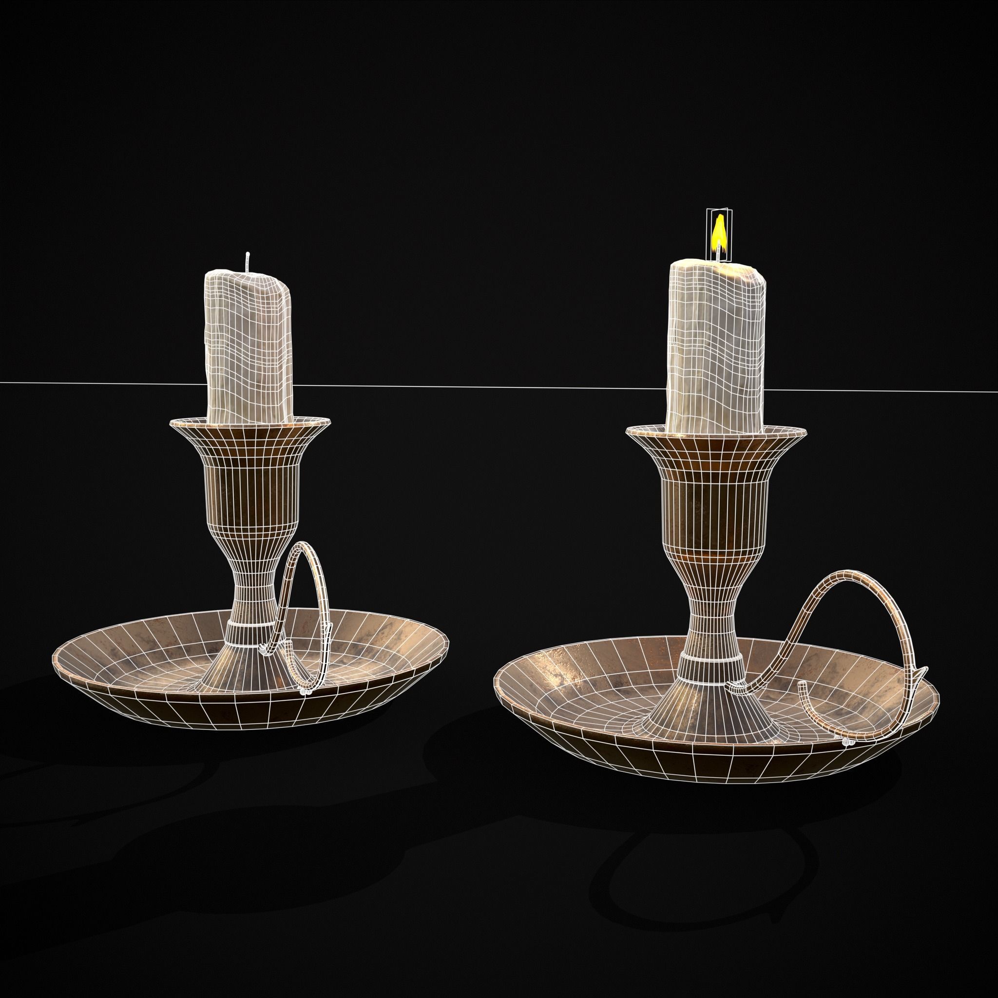 Small Bronze Chamberstick Low-poly 3D model_25