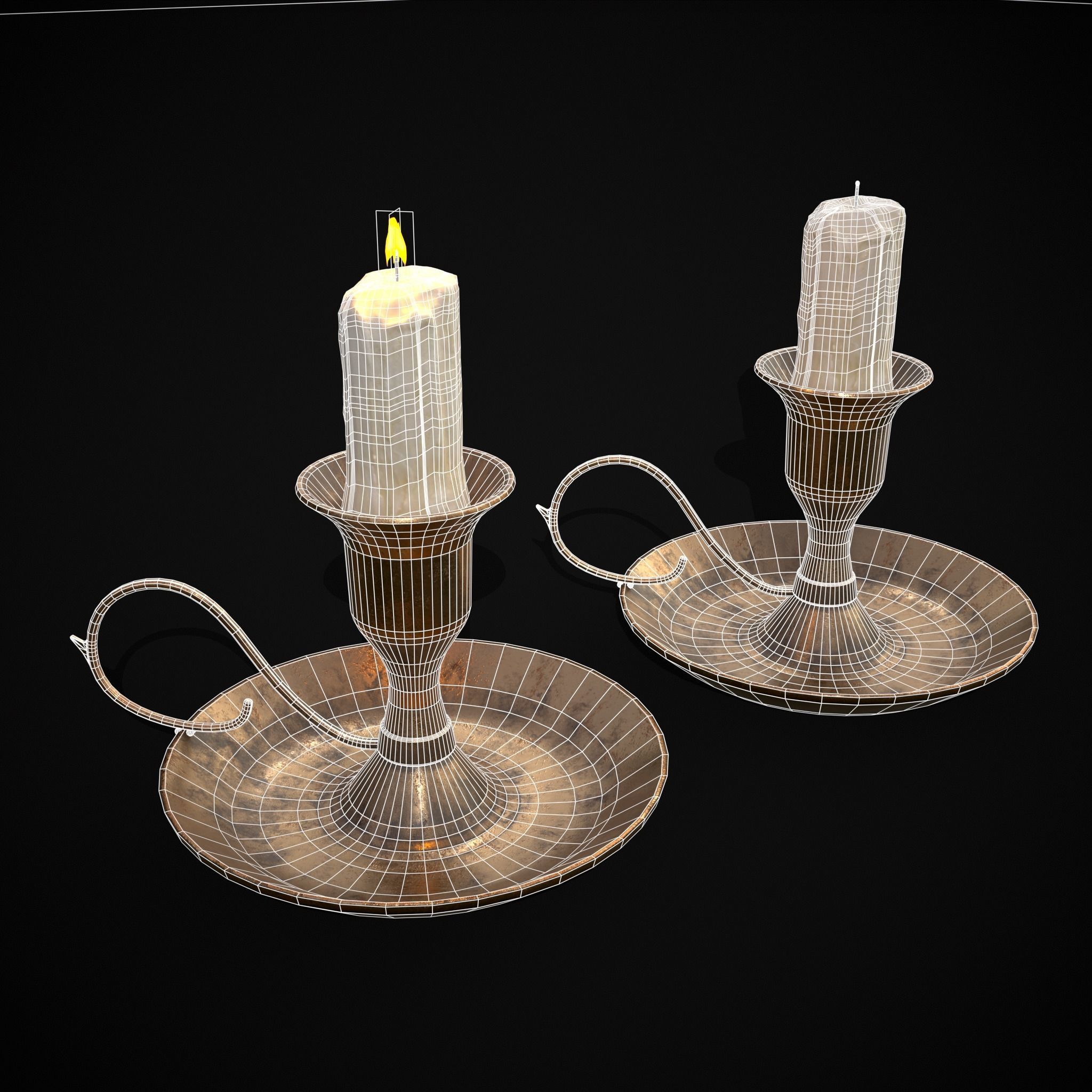 Small Bronze Chamberstick Low-poly 3D model_23