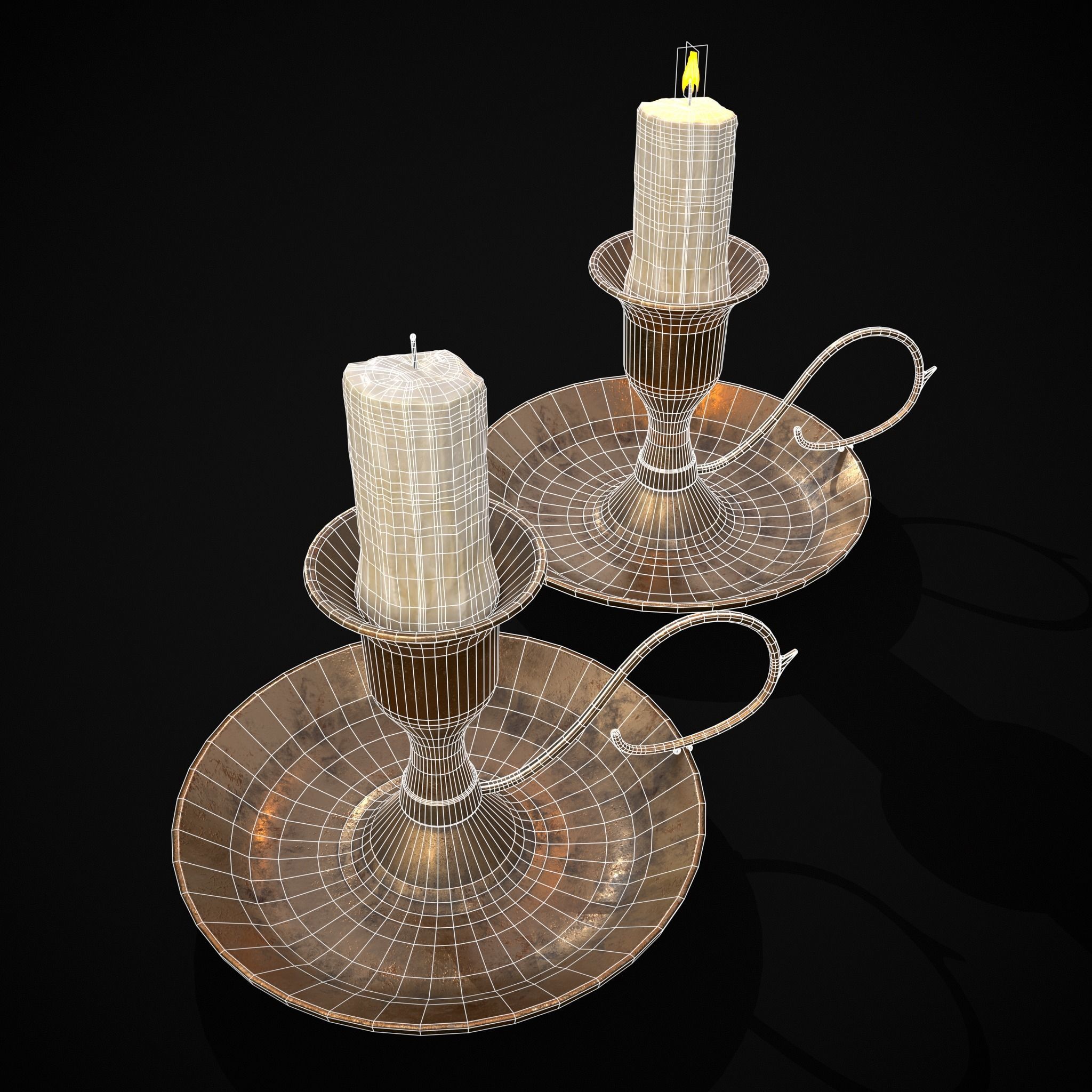 Small Bronze Chamberstick Low-poly 3D model_29