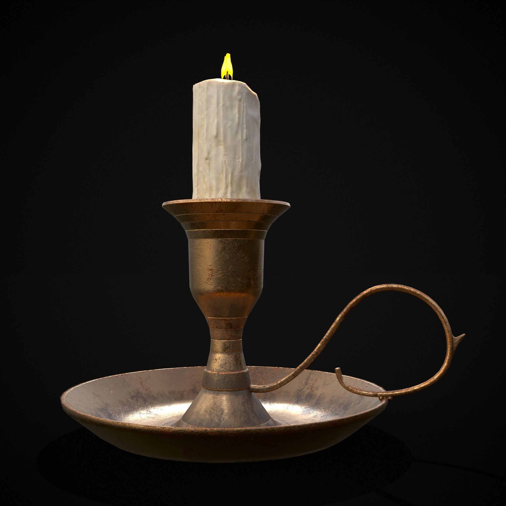 Small Bronze Chamberstick Low-poly 3D model_18
