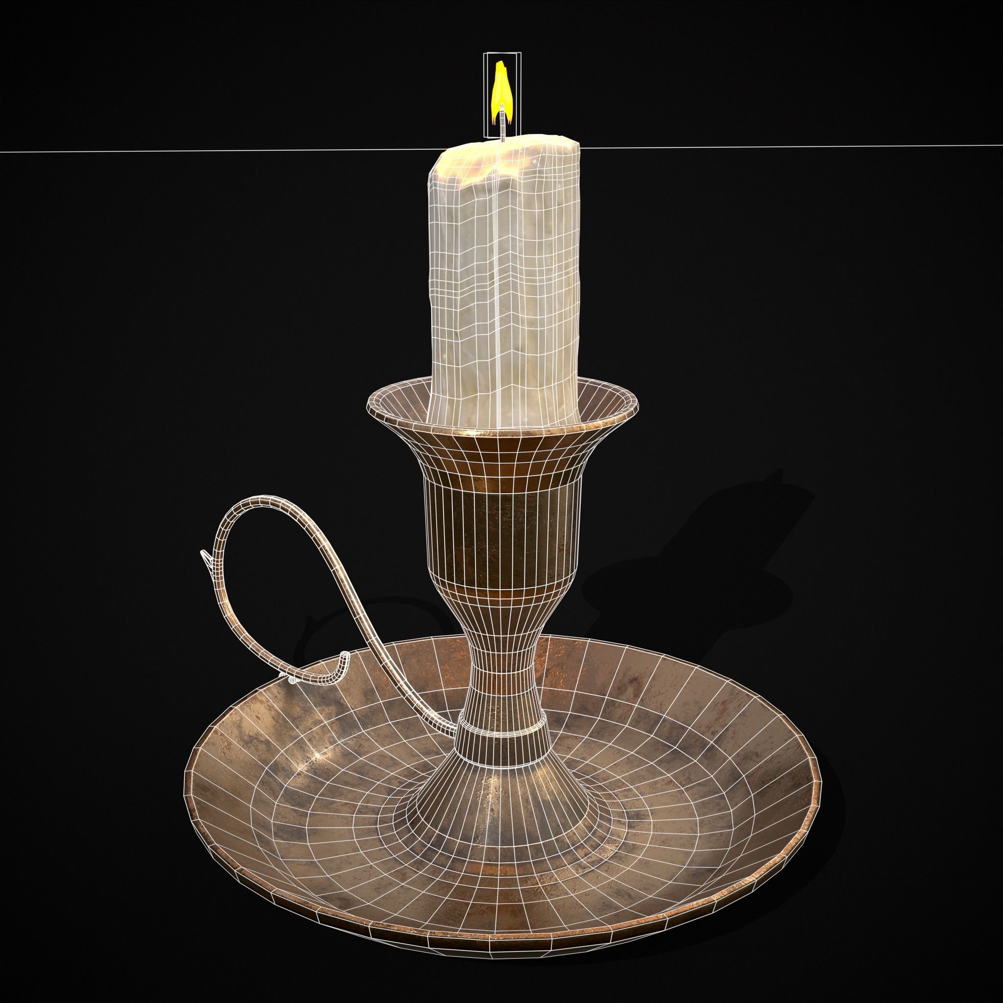 Small Bronze Chamberstick Low-poly 3D model_31