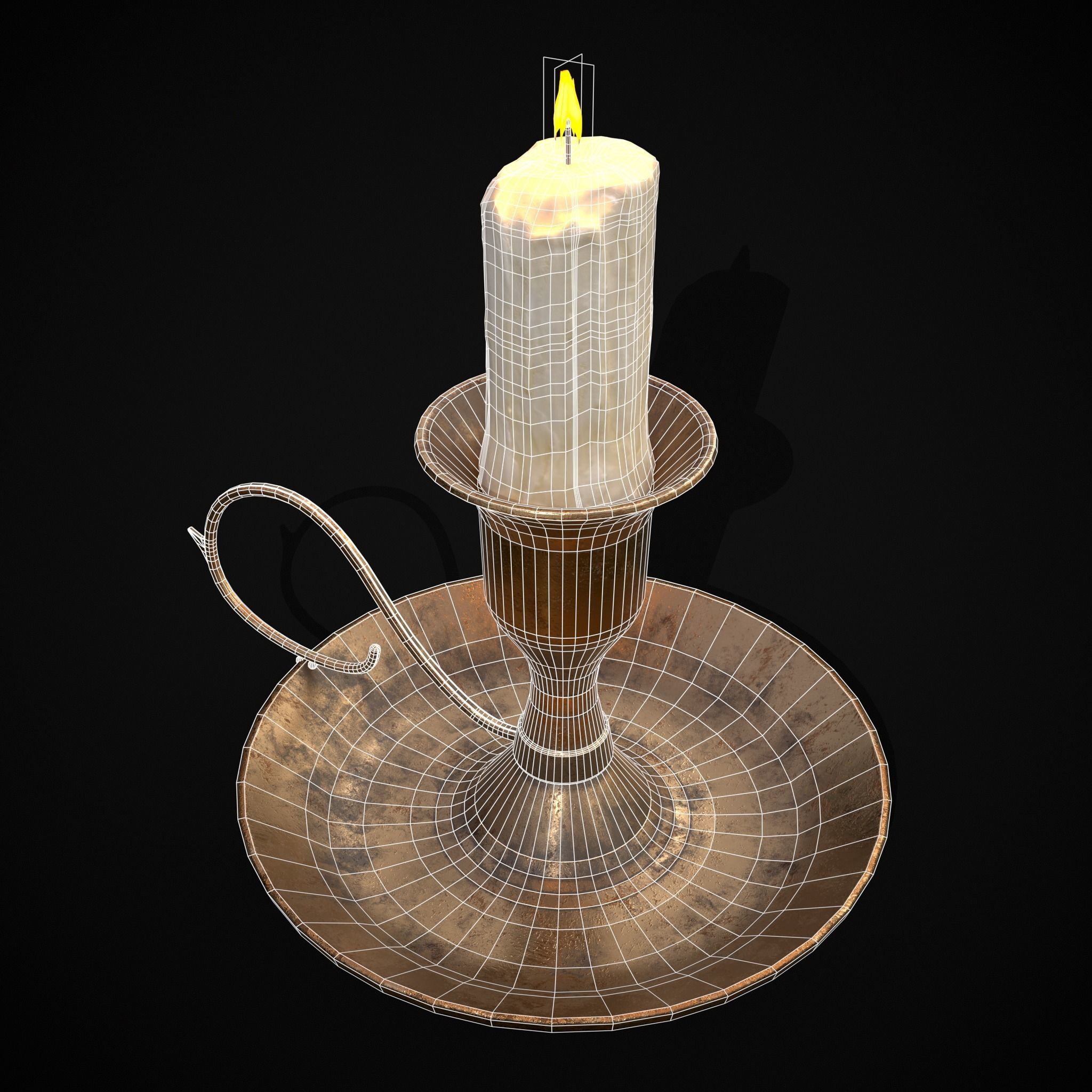 Small Bronze Chamberstick Low-poly 3D model_21
