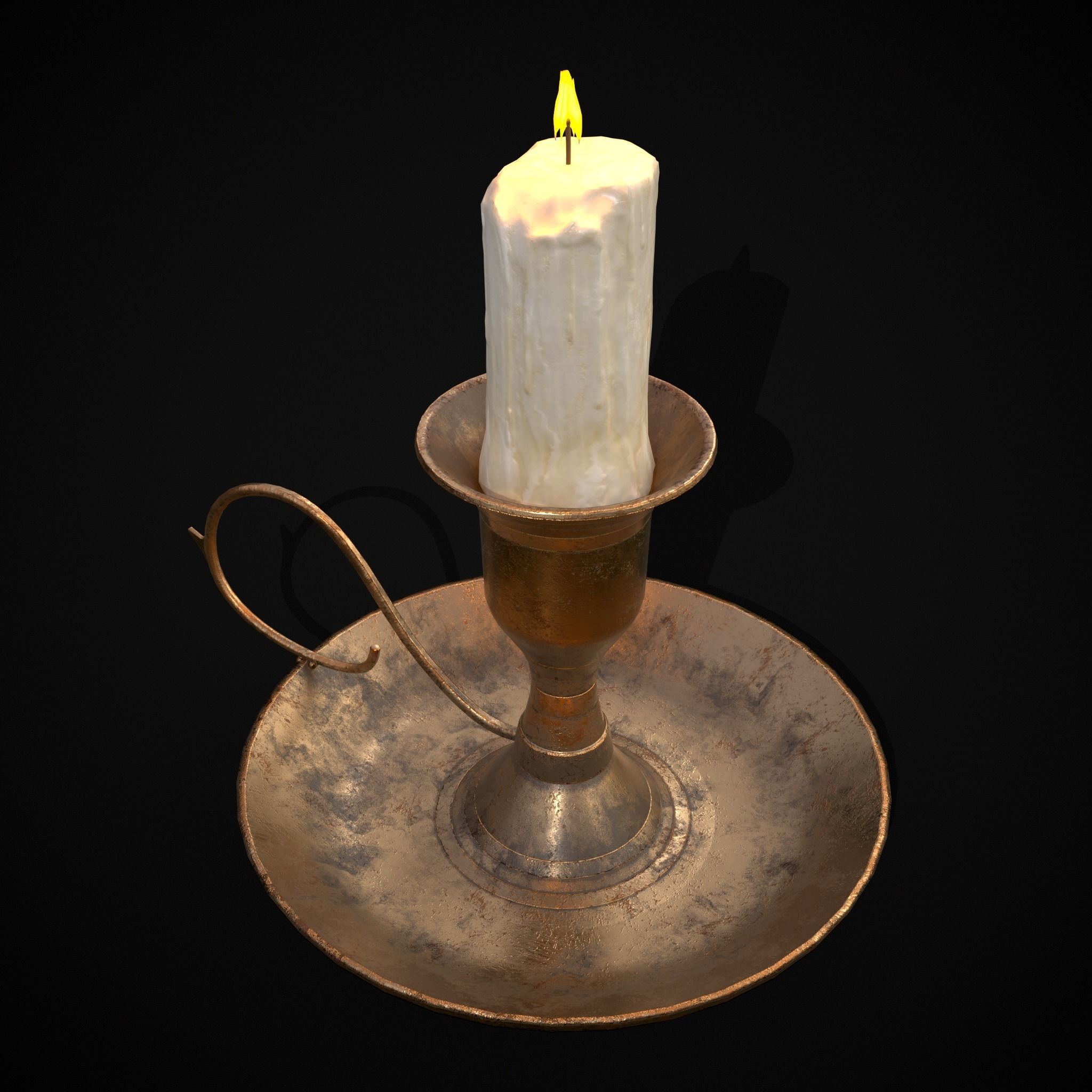 Small Bronze Chamberstick Low-poly 3D model_20