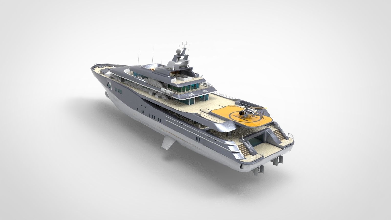 Oceanco super yacht grey 3D model_9