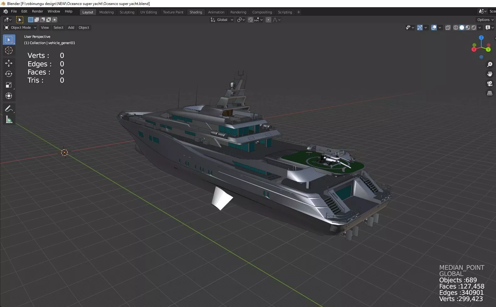 Oceanco super yacht grey 3D model
