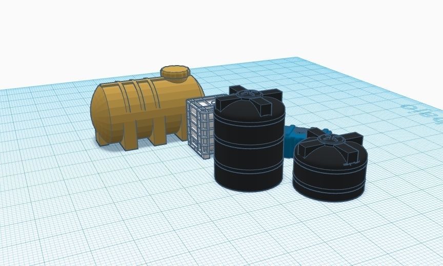 Water tank pack H0 scale 1-87 3D print model_1