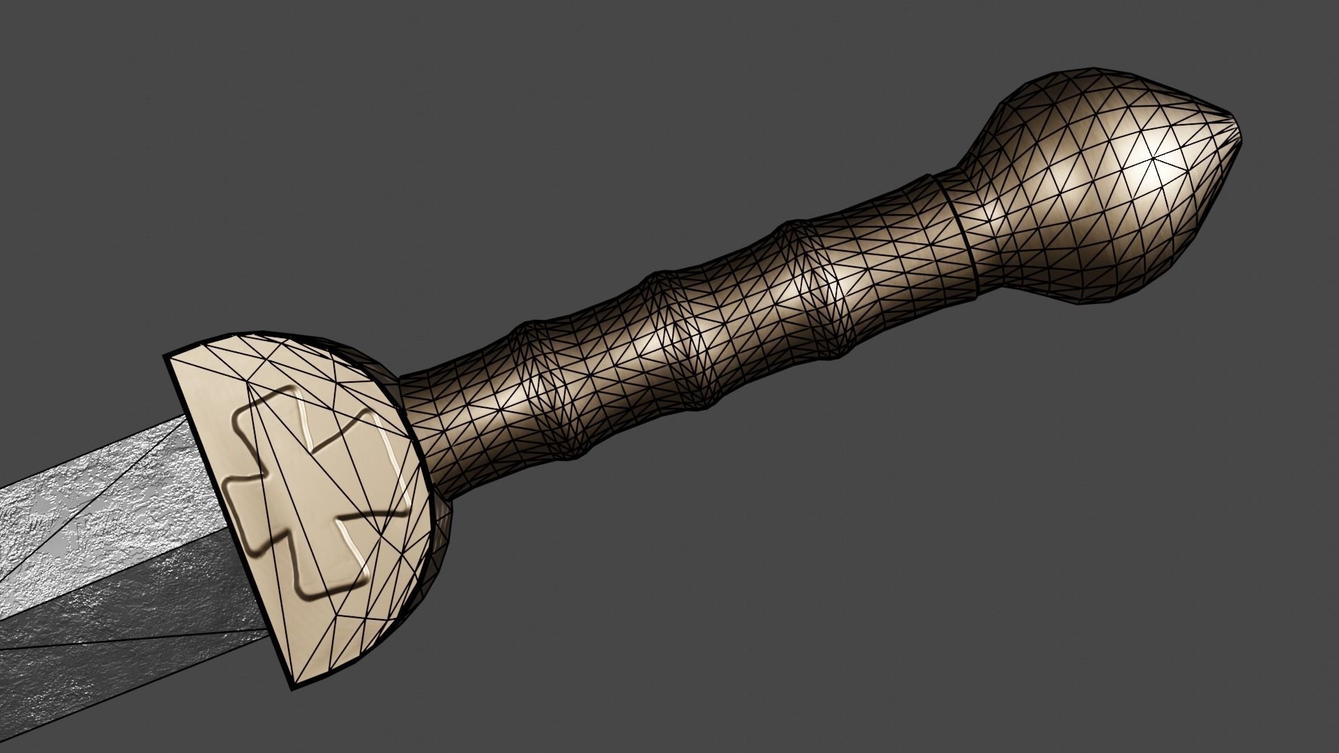 Gladius sword Low-poly 3D model_13