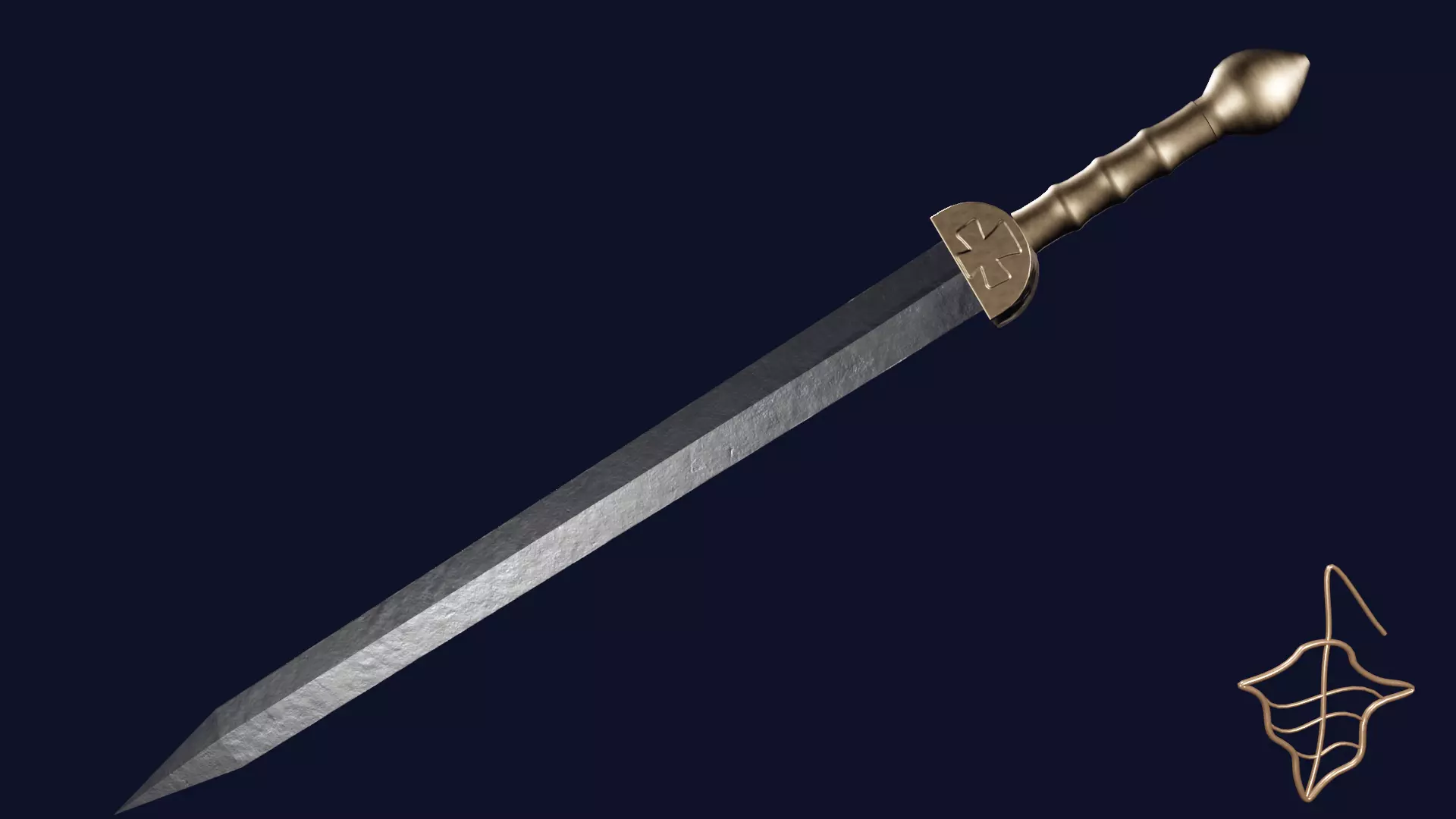 Gladius sword Low-poly 3D model_0