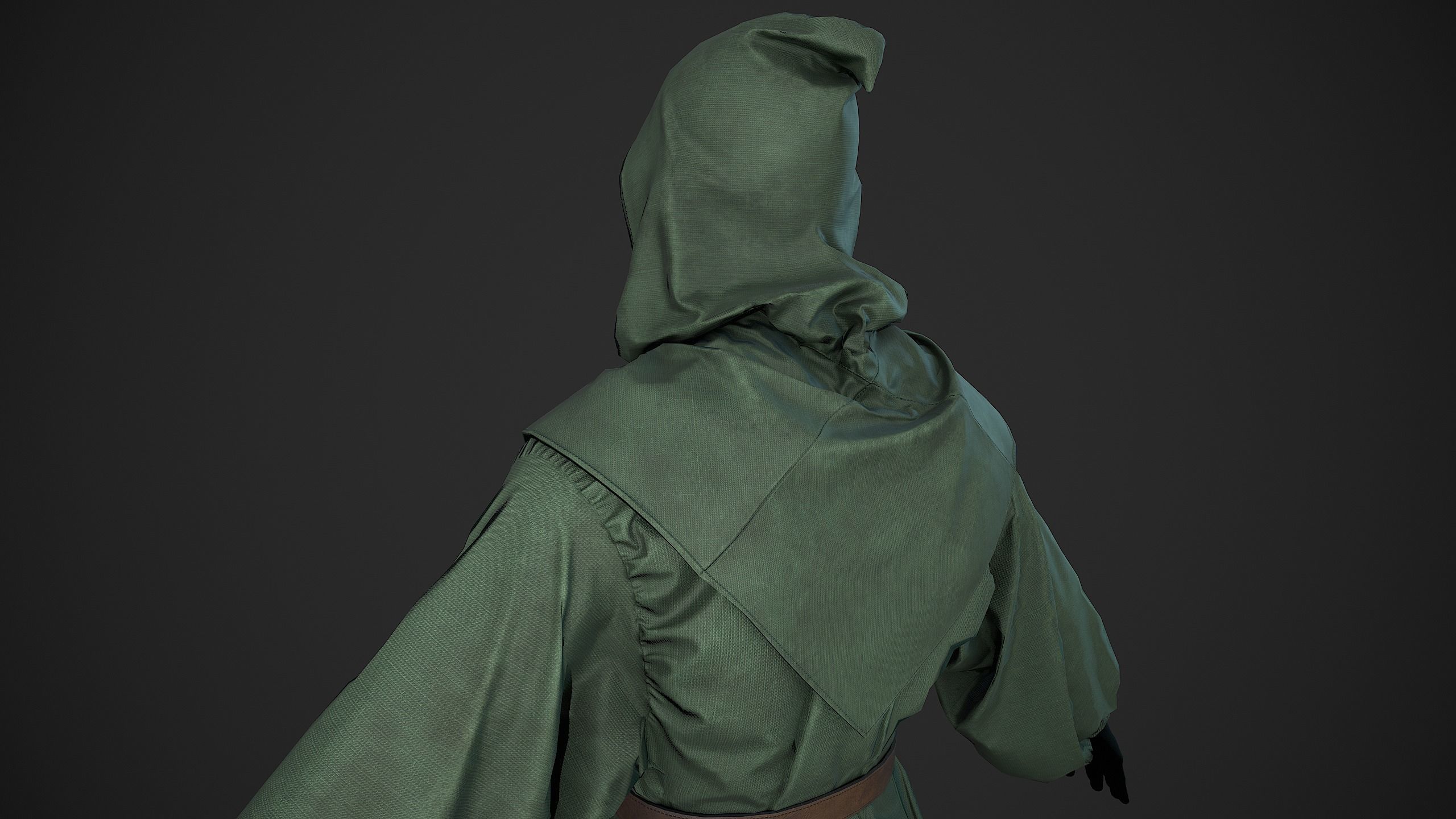 Green Medieval Outfit Low-poly 3D model_11