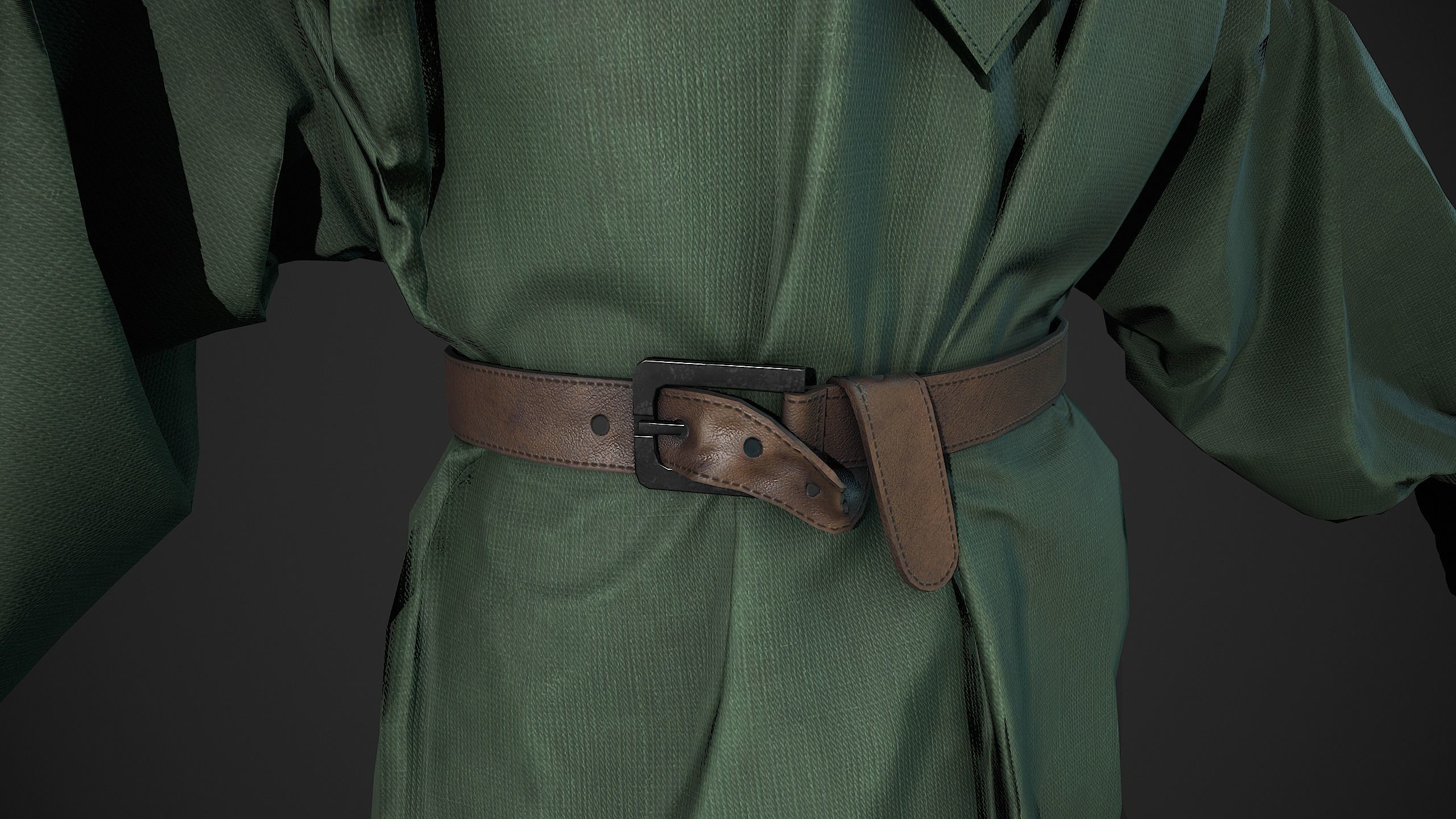 Green Medieval Outfit Low-poly 3D model_15