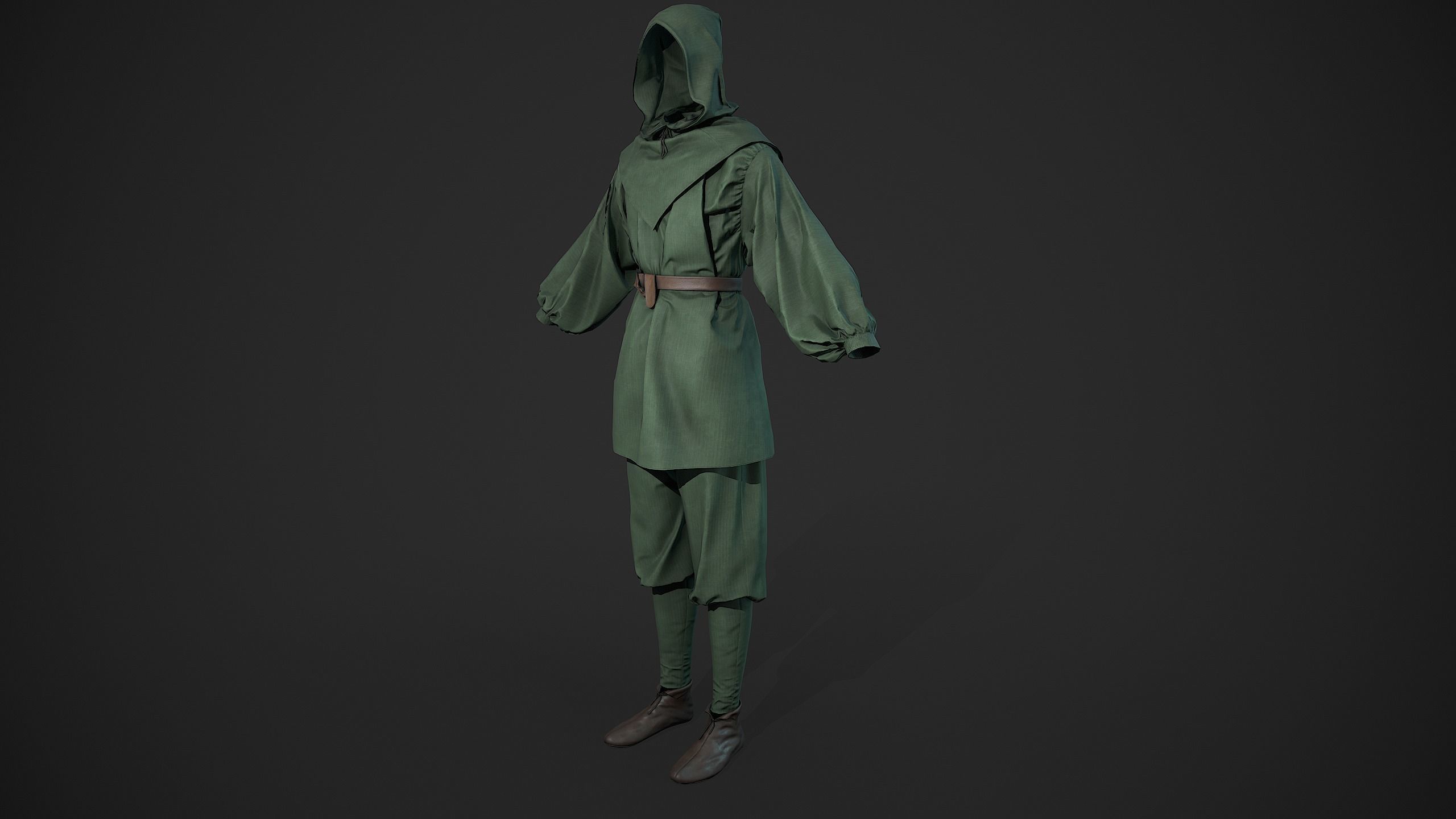 Green Medieval Outfit Low-poly 3D model_12