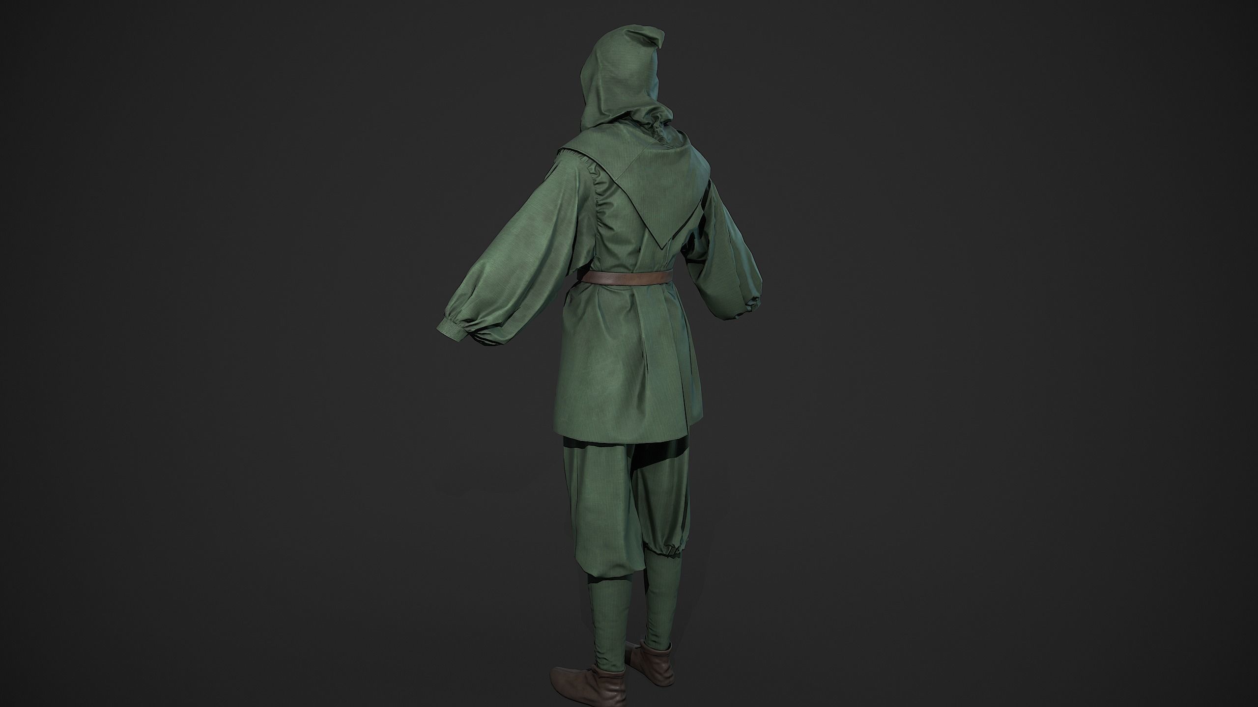Green Medieval Outfit Low-poly 3D model_10