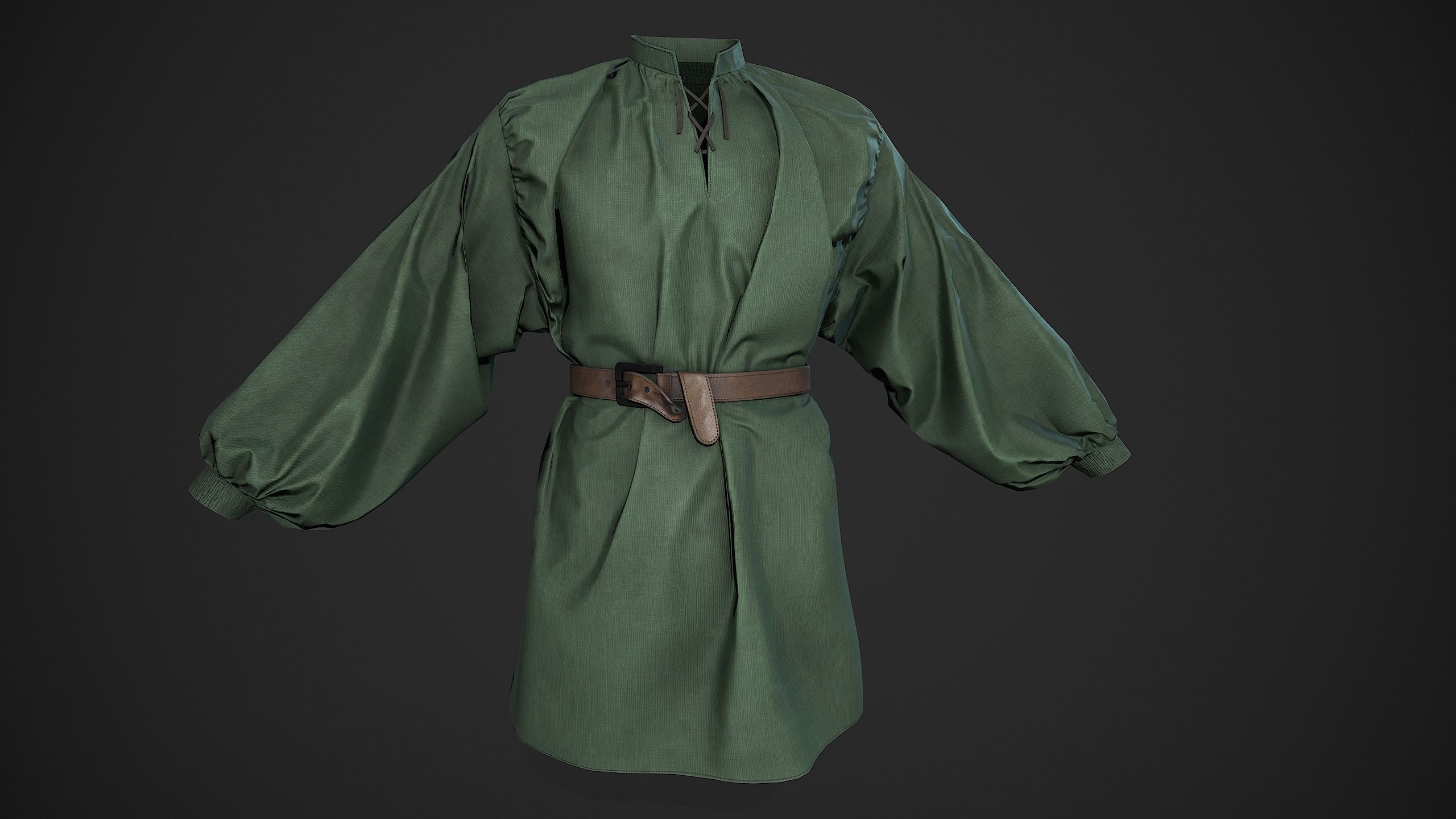 Green Medieval Outfit Low-poly 3D model_19