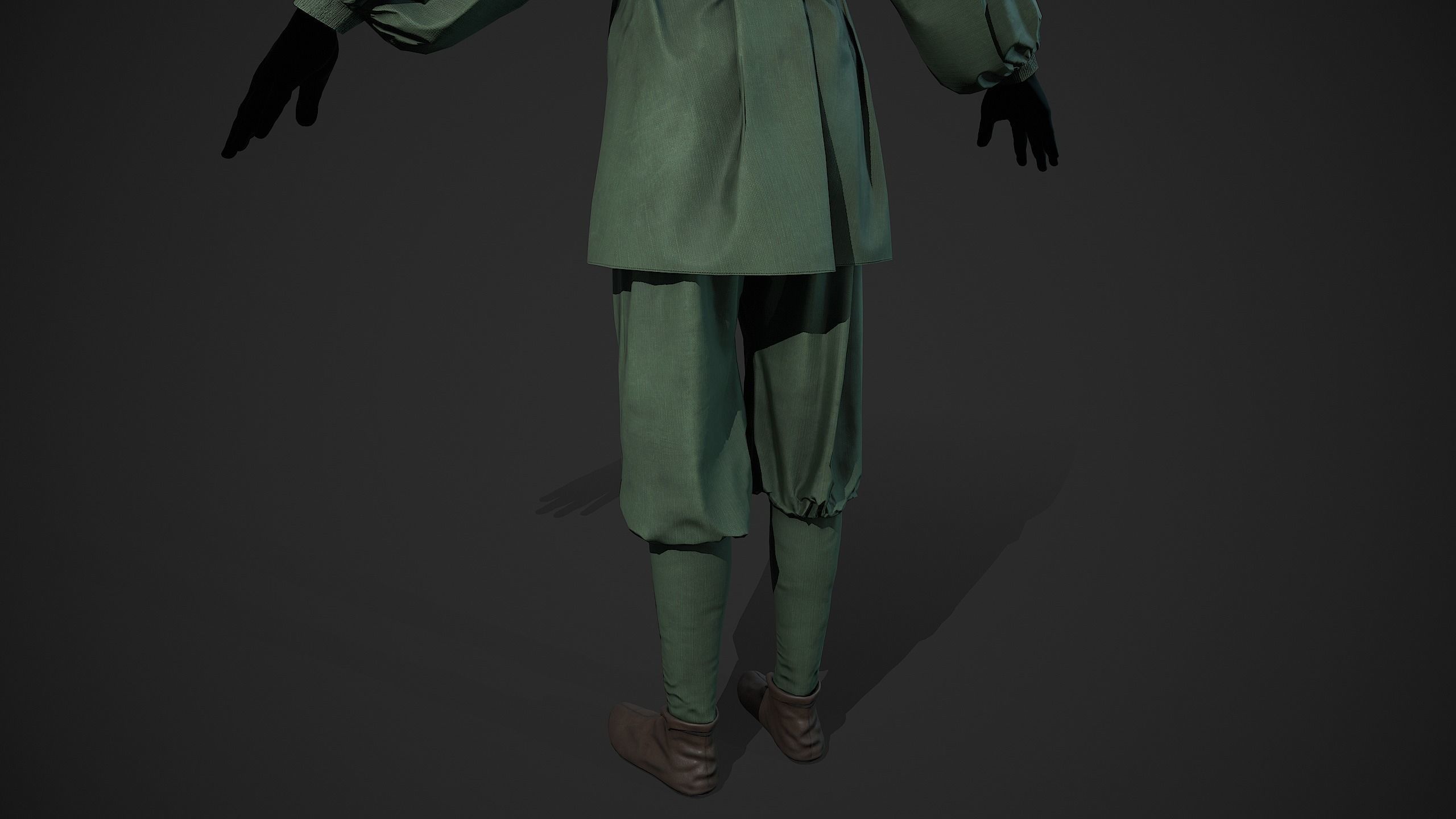 Green Medieval Outfit Low-poly 3D model_6