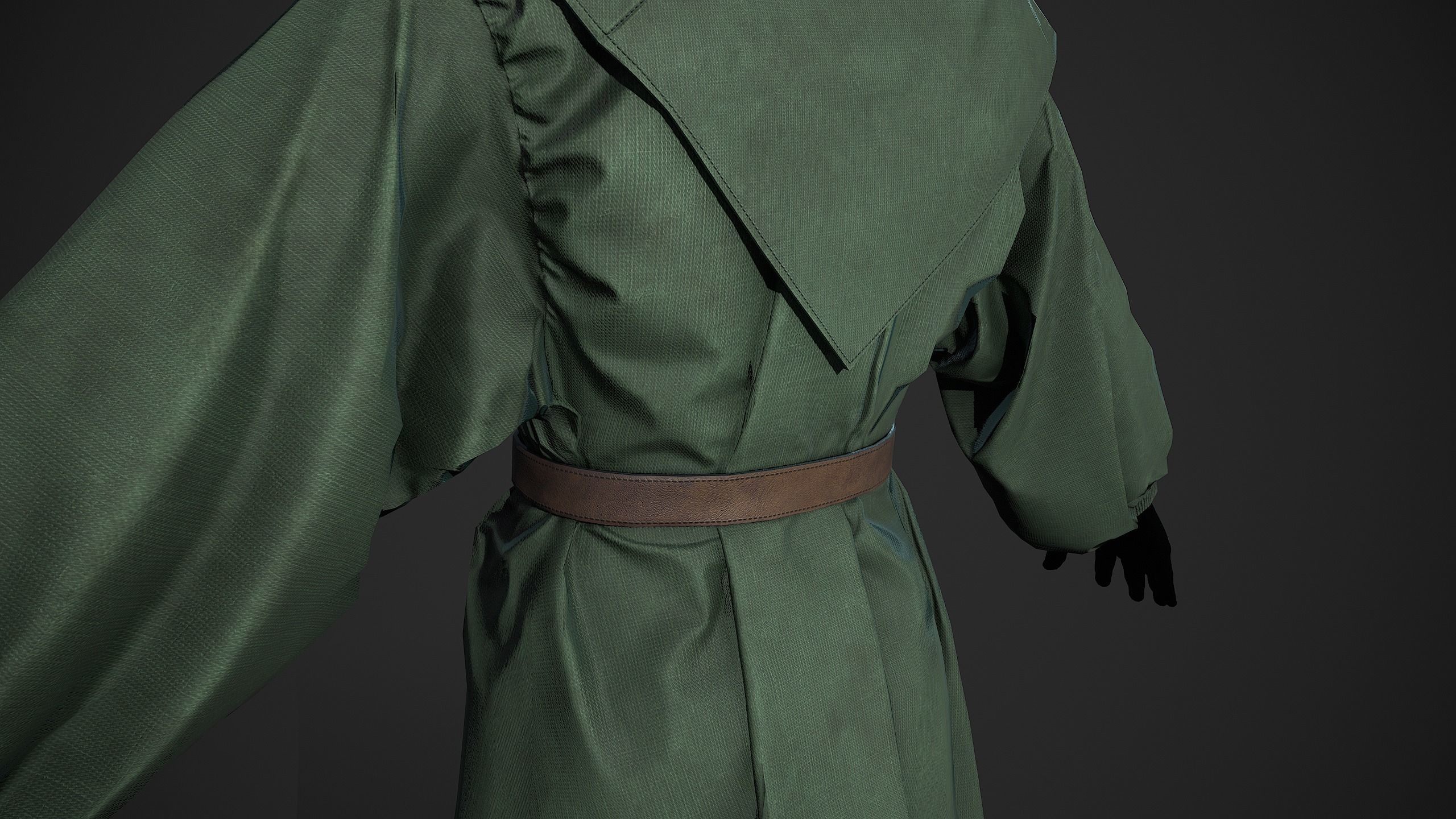 Green Medieval Outfit Low-poly 3D model_16