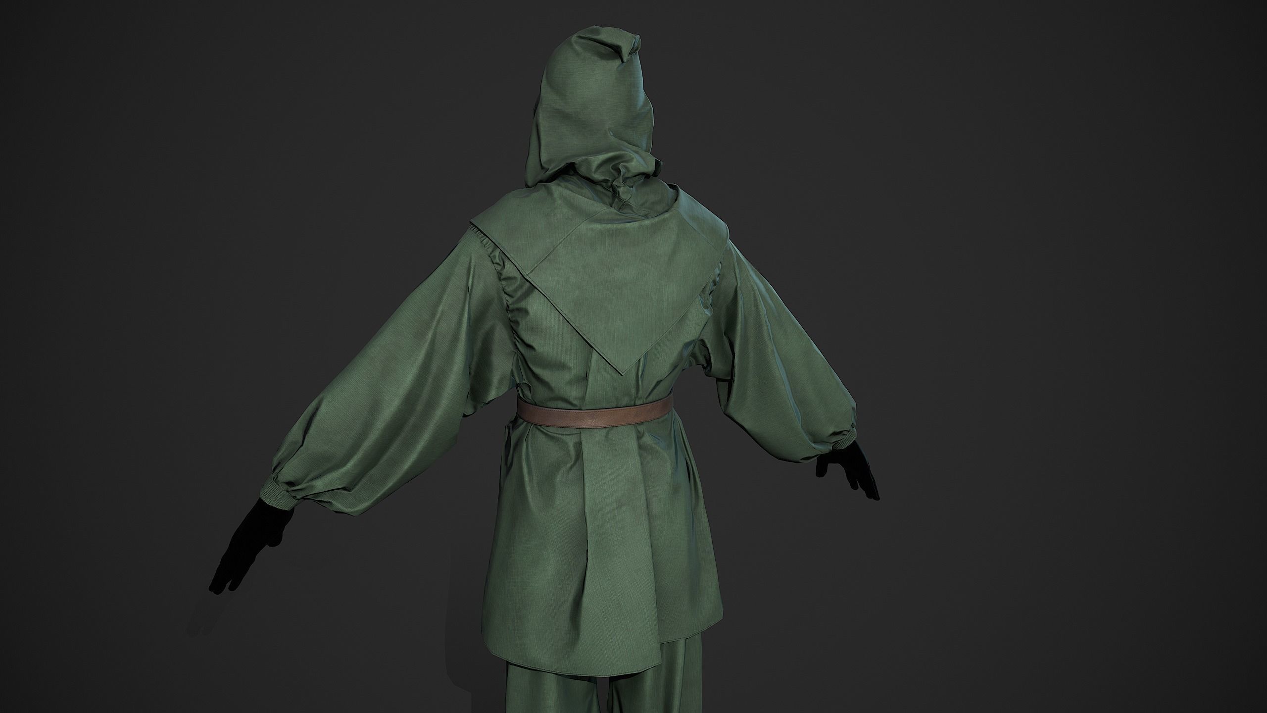 Green Medieval Outfit Low-poly 3D model_2