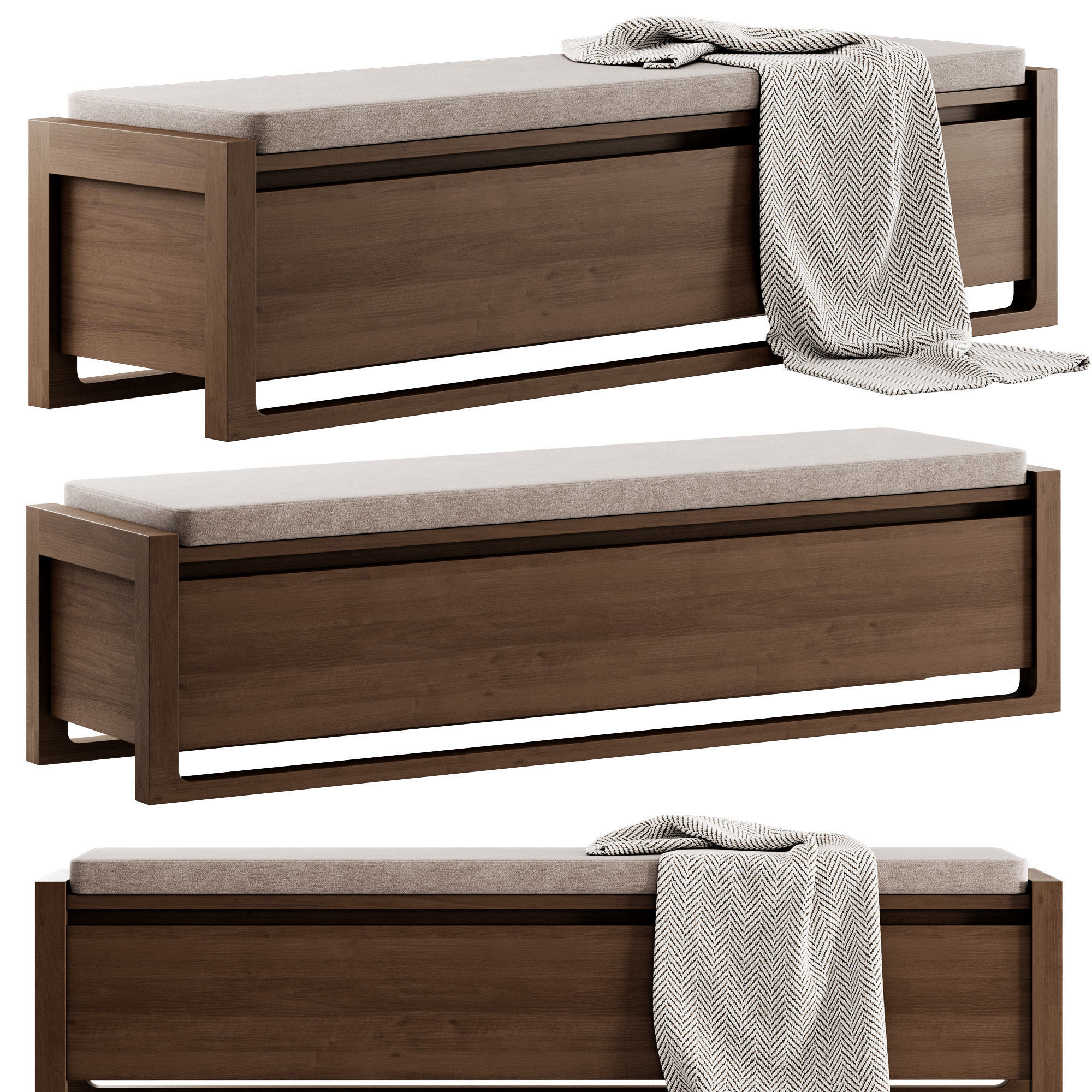 Matera Storage Bench Cushion by Design Within Reach 3D model_3