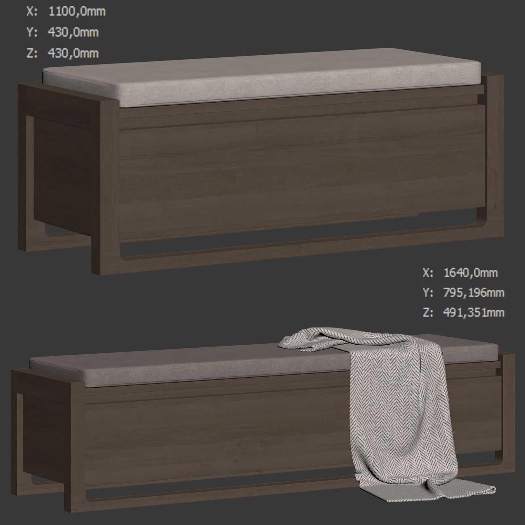 Matera Storage Bench Cushion by Design Within Reach 3D model_6