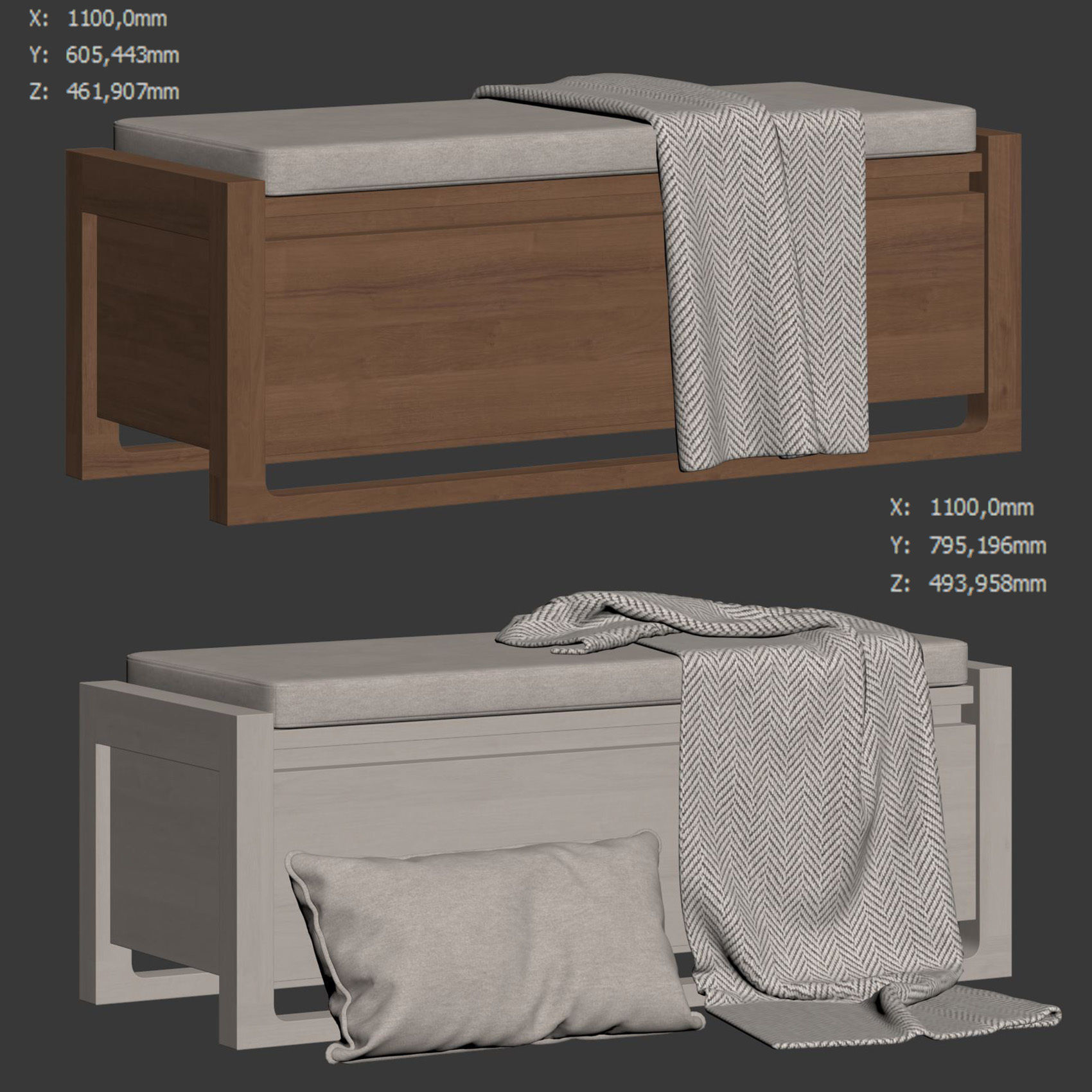 Matera Storage Bench Cushion by Design Within Reach 3D model_5
